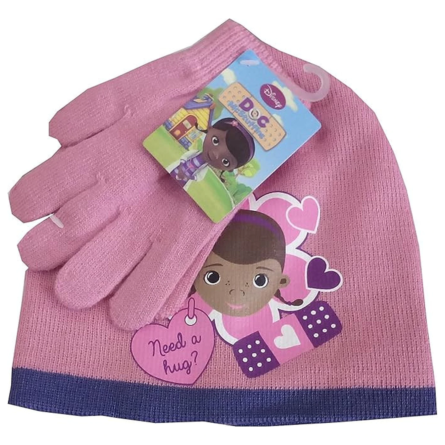 Disney Doc McStuffins Hug Pink Kinder Mütze + Handschuhe Set 52 cm Produktfoto
