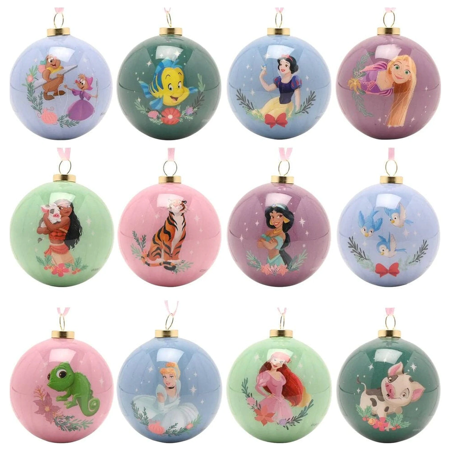 Disney Princess Set mit 12 Weihnachtskugeln Produktfoto