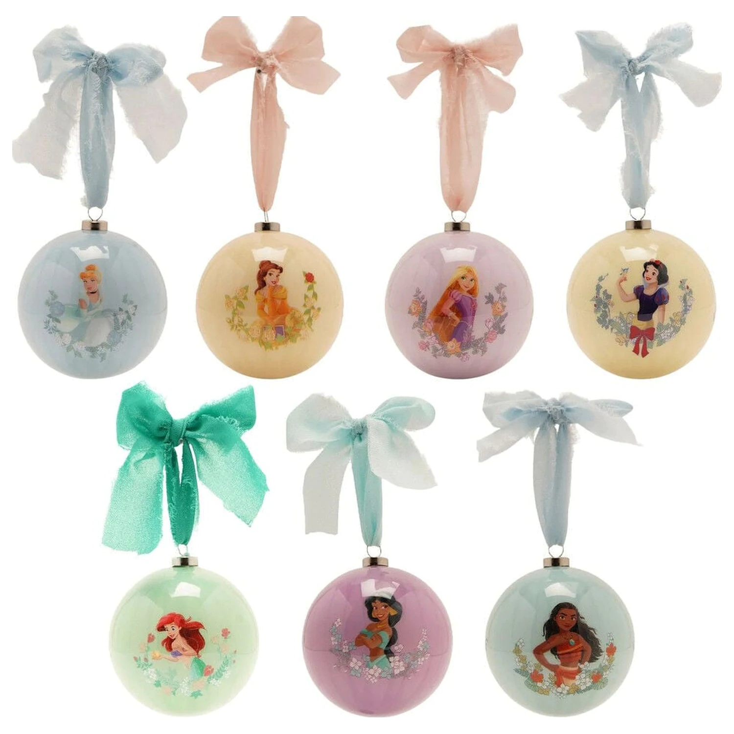 Disney Princess Set mit 7 Weihnachtsbaumkugeln Produktfoto