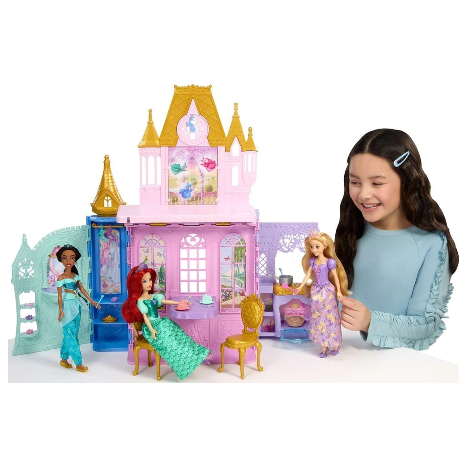 Disney Princess Rapunzel Puppe und Close & Carry Schloss Spielset Produktfoto