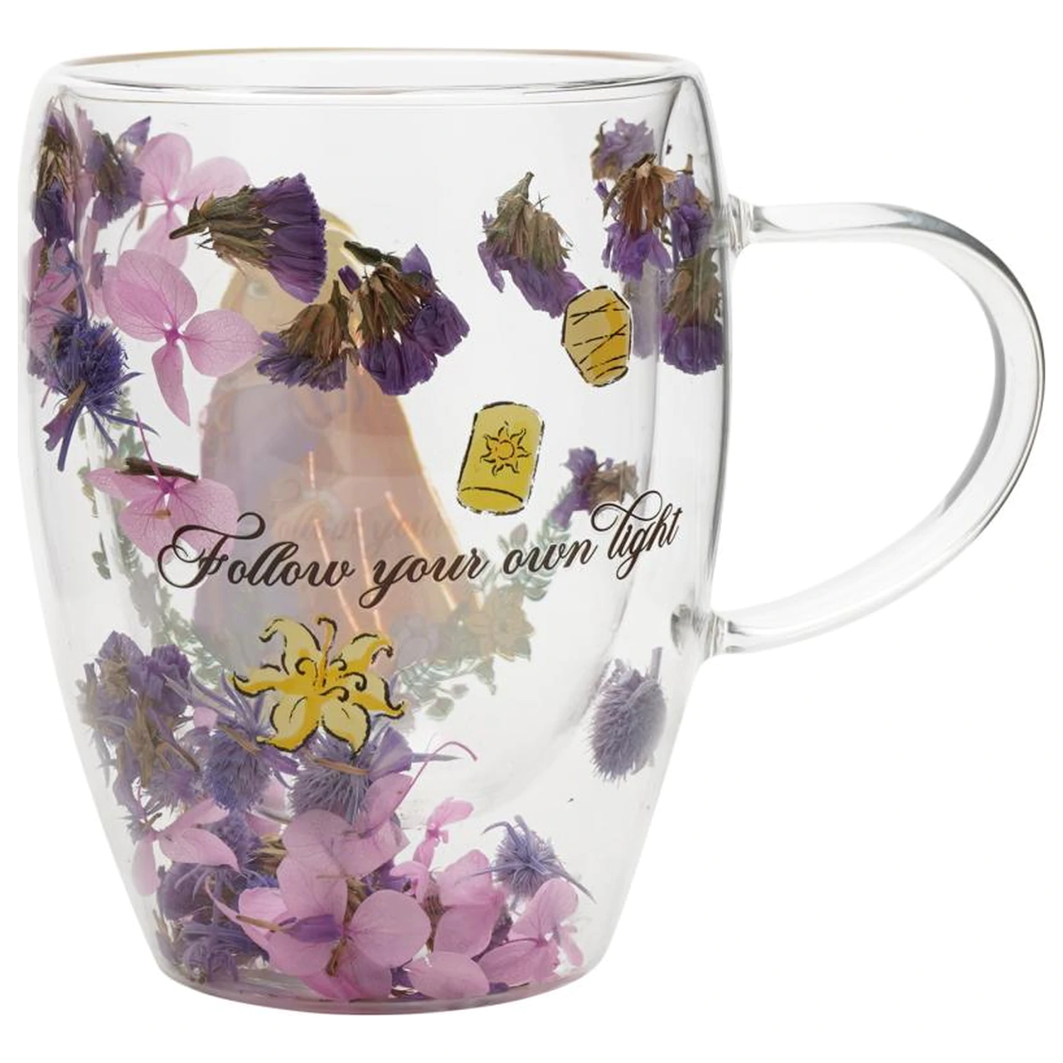 Disney Princess Rapunzel Glas mit getrockneten Blumen 300 ml Produktfoto