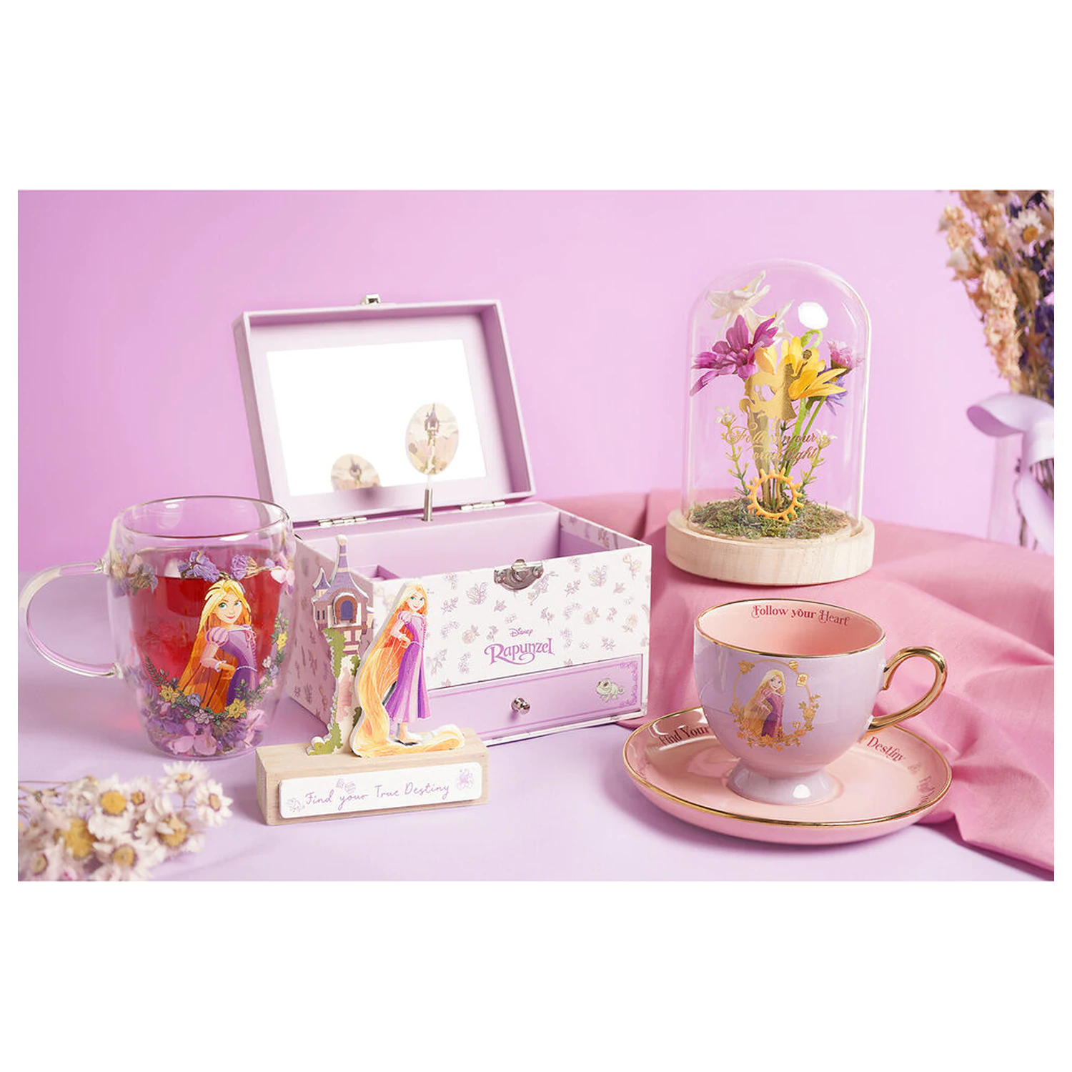 Disney Princess Rapunzel Glas mit getrockneten Blumen 300 ml Produktfoto