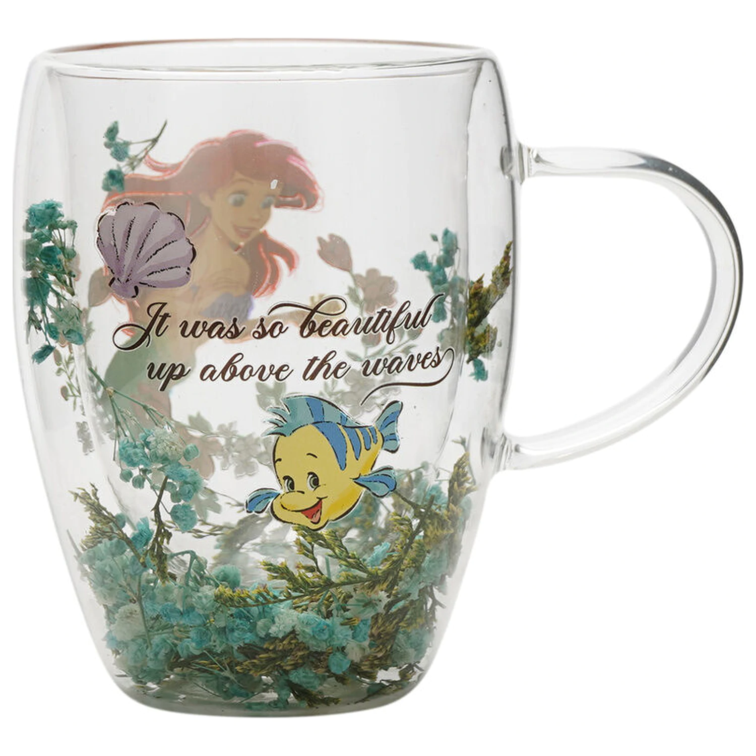Disney Princess Ariel florale dekorative Glastasse 300 ml Produktfoto