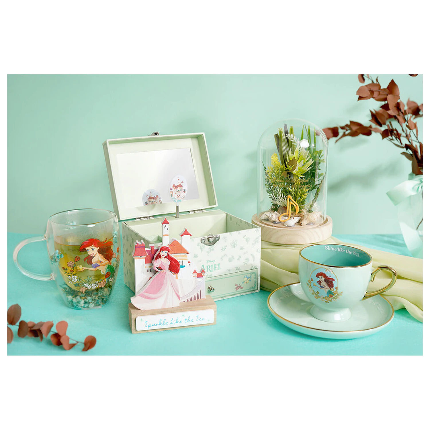 Disney Princess Ariel florale dekorative Glastasse 300 ml Produktfoto