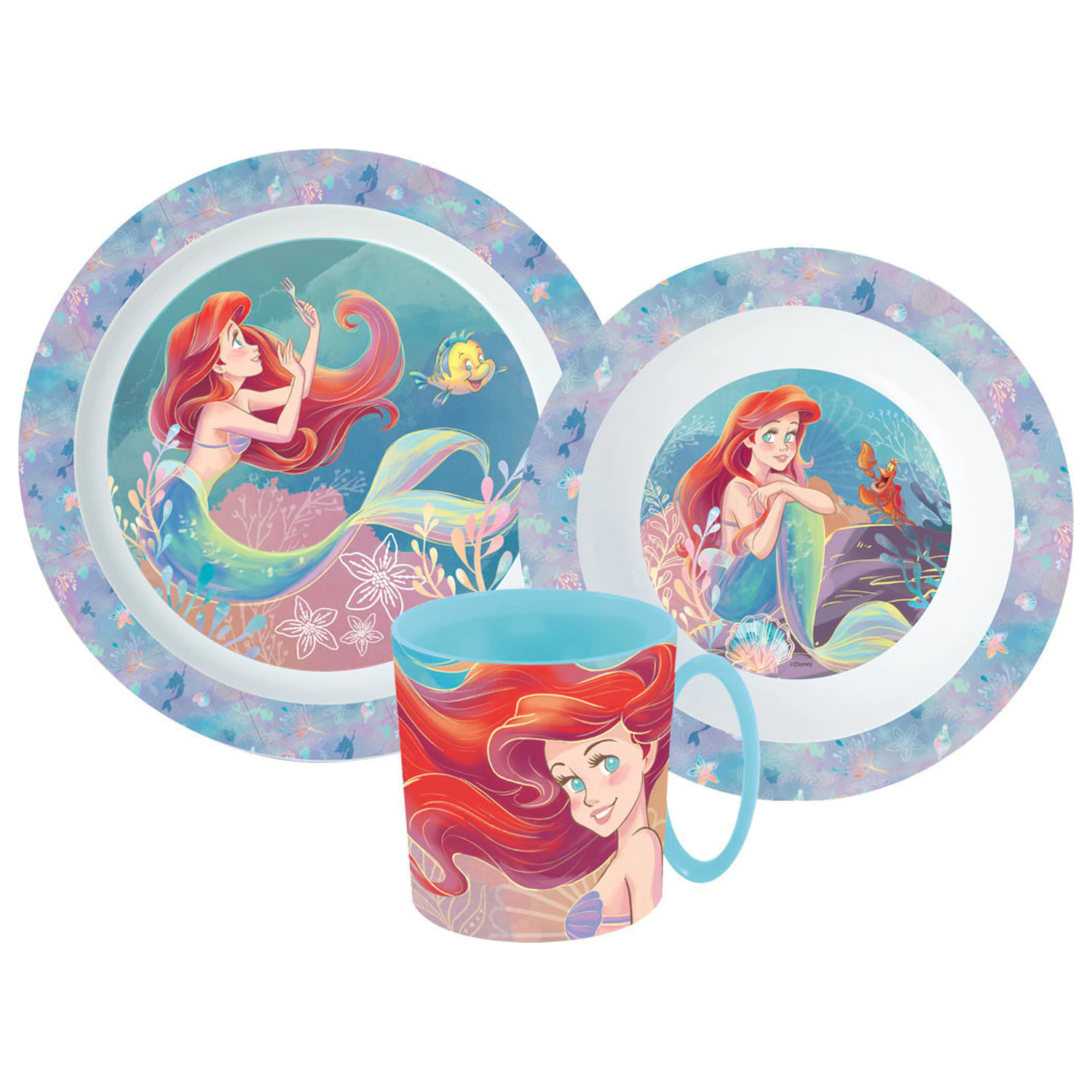 Disney Princess Ariel Geschirr-Set, Mikroplastik-Set mit 350 ml Tasse Produktfoto