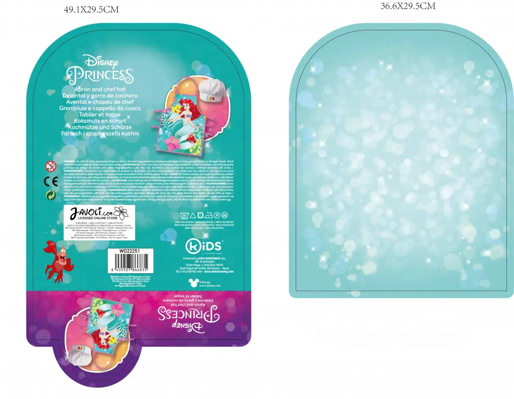 Disney Princesses Ariel Kinder Schürze 2-teiliges Set Produktfoto