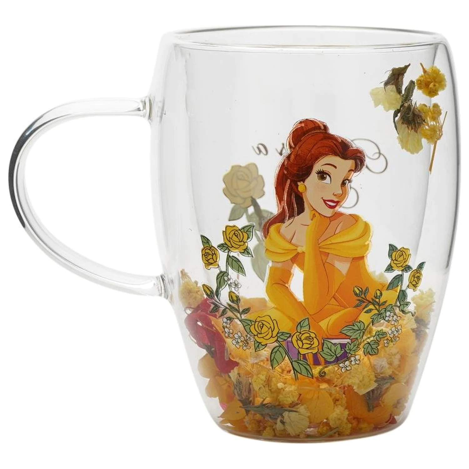 Disney Princess Belle Glas mit getrockneten Blumen 300 ml Produktfoto