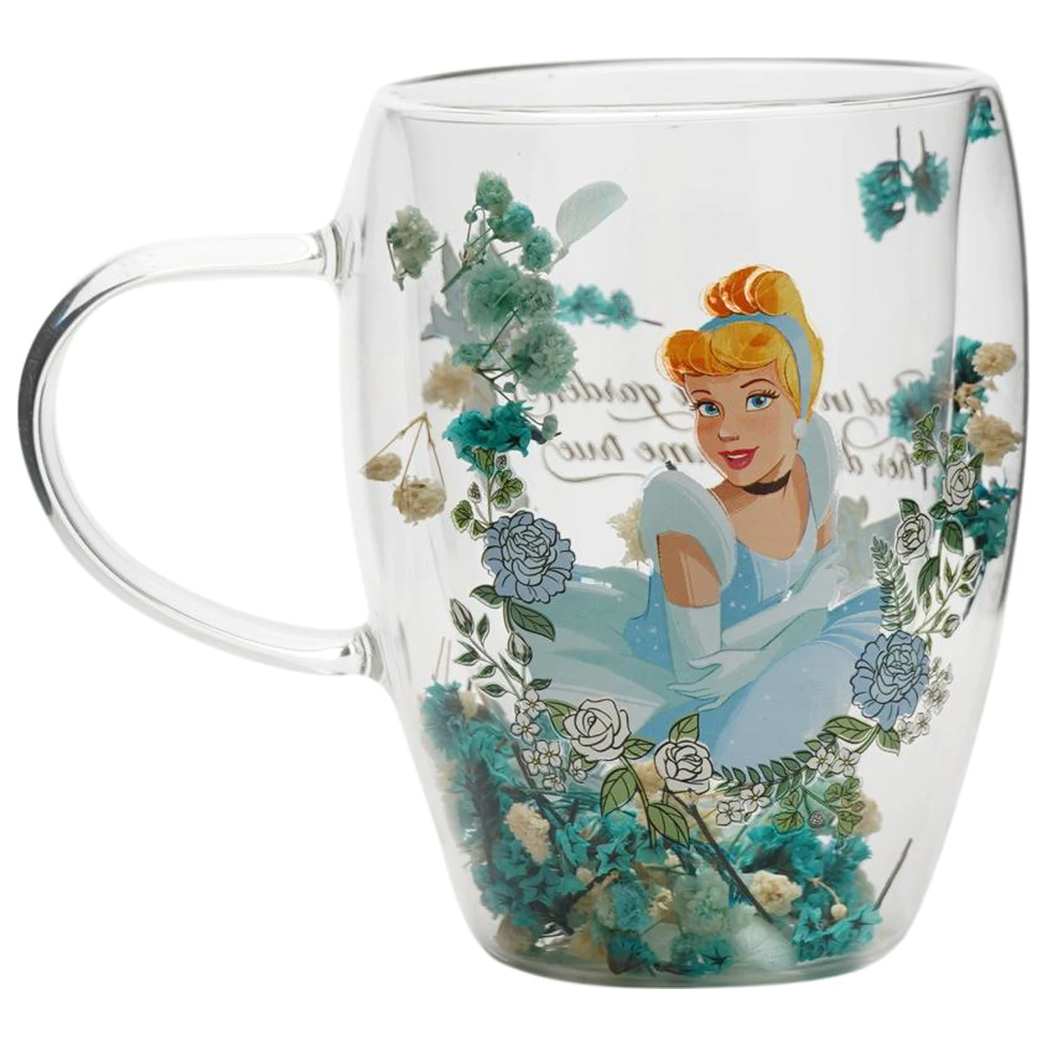Disney Princess Cinderella Glas mit getrockneten Blumen 0.3L Produktfoto