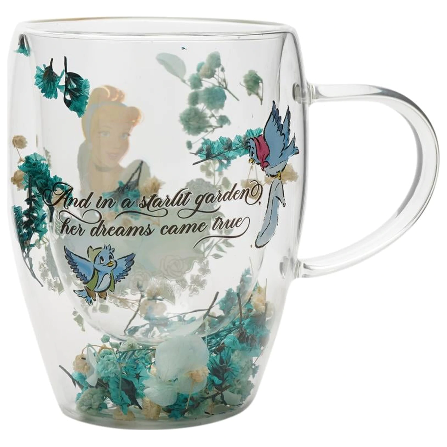Disney Princess Cinderella Glas mit getrockneten Blumen 0.3L Produktfoto