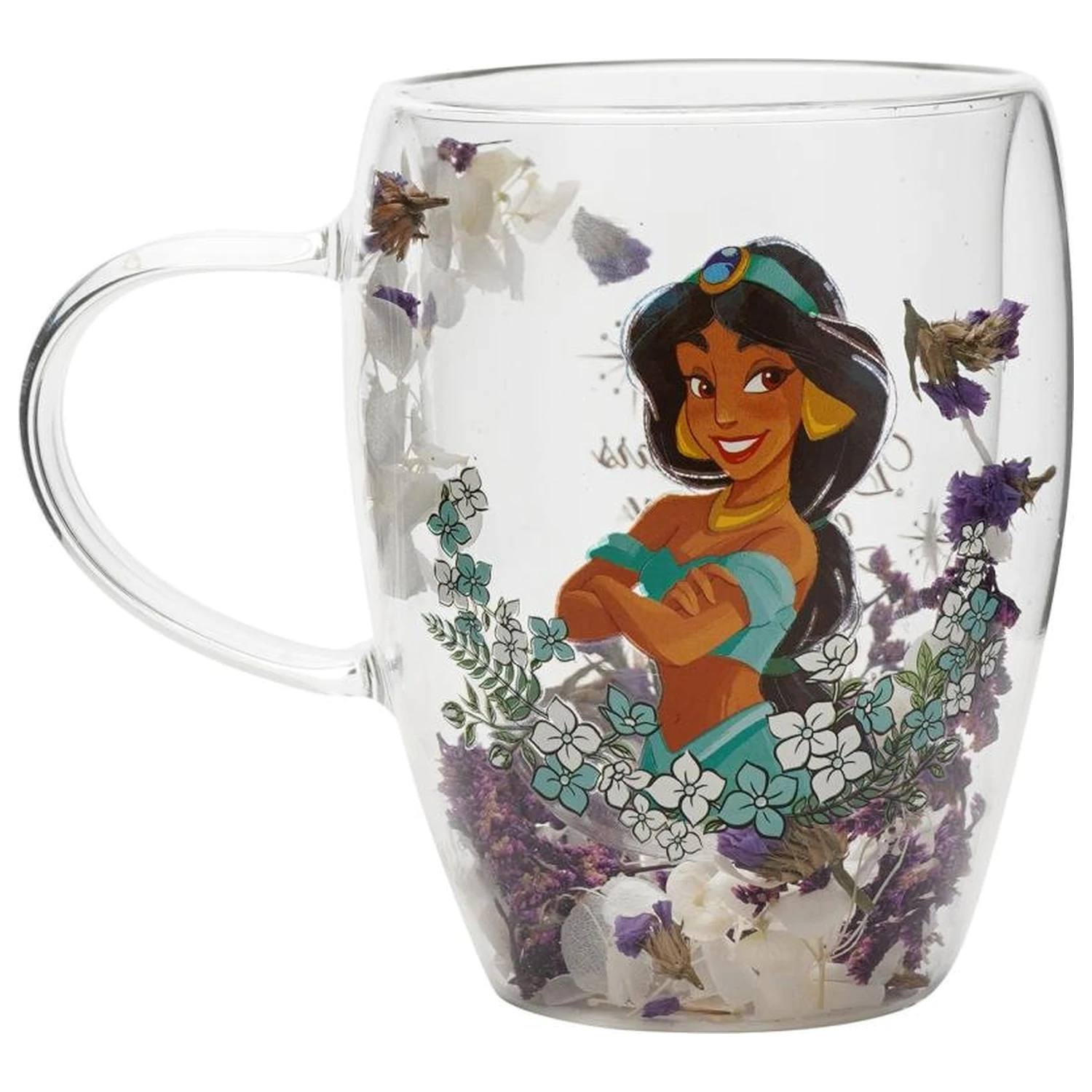 Disney Princess Jasmine Glas mit getrockneten Blumen 300 ml Produktfoto