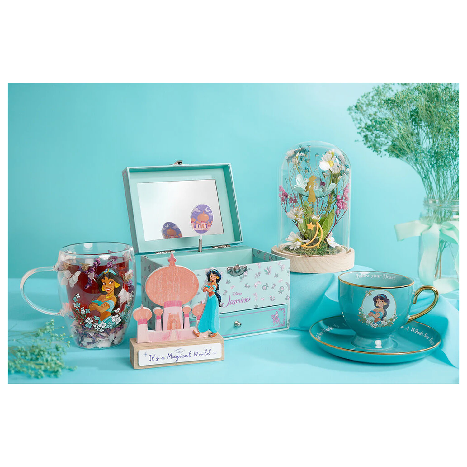 Disney Princess Jasmine Glas mit getrockneten Blumen 300 ml Produktfoto