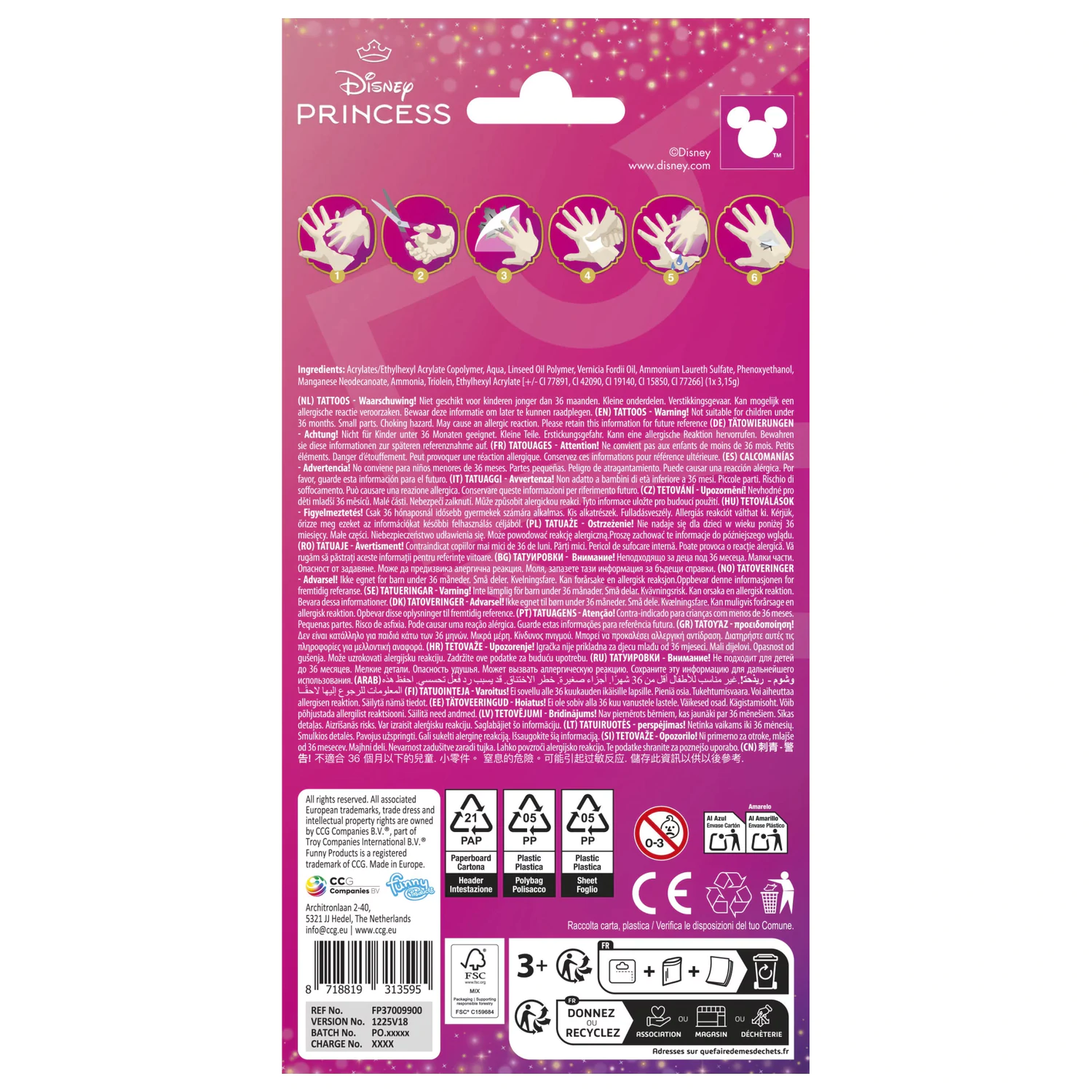Disney Princesses Magic Tattoos 12-teilig Produktfoto