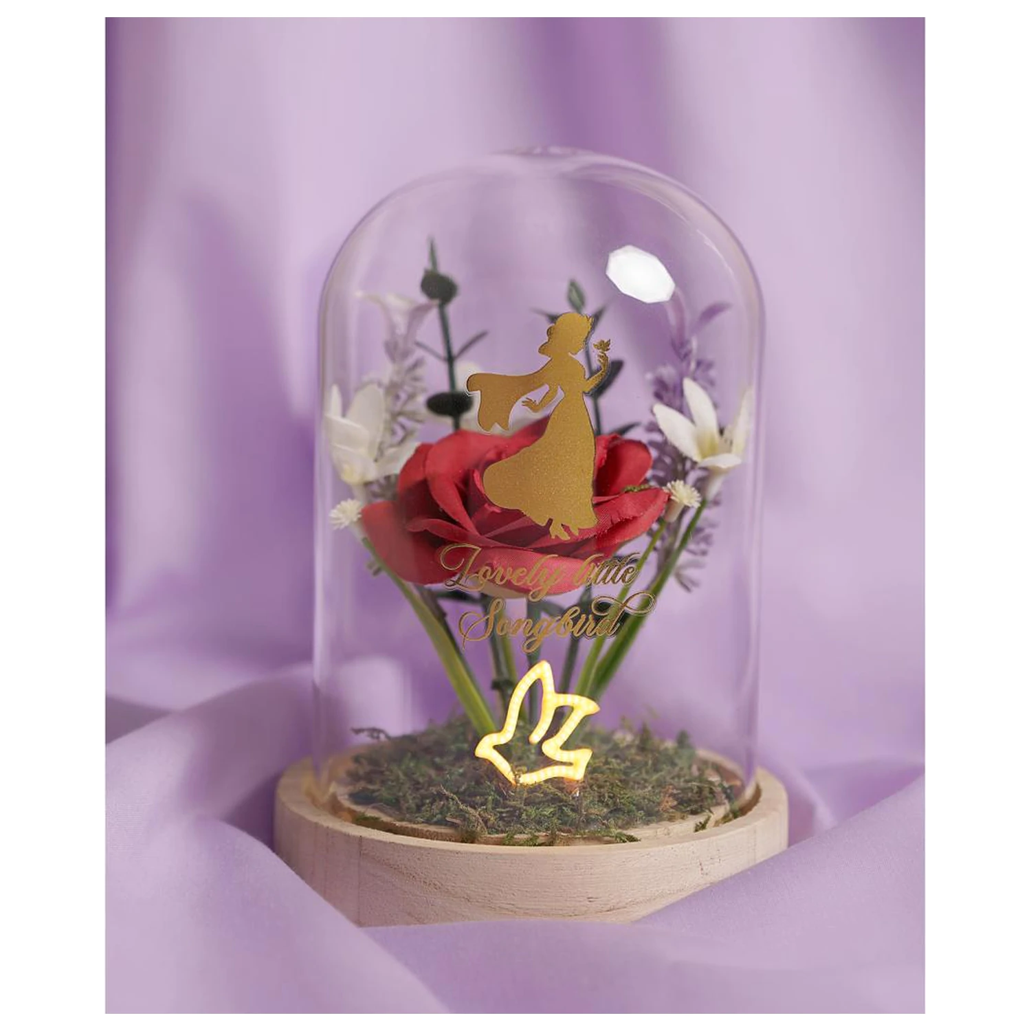 Disney Princess Snow White Blumen Cloche mit einer Neonlampe Produktfoto