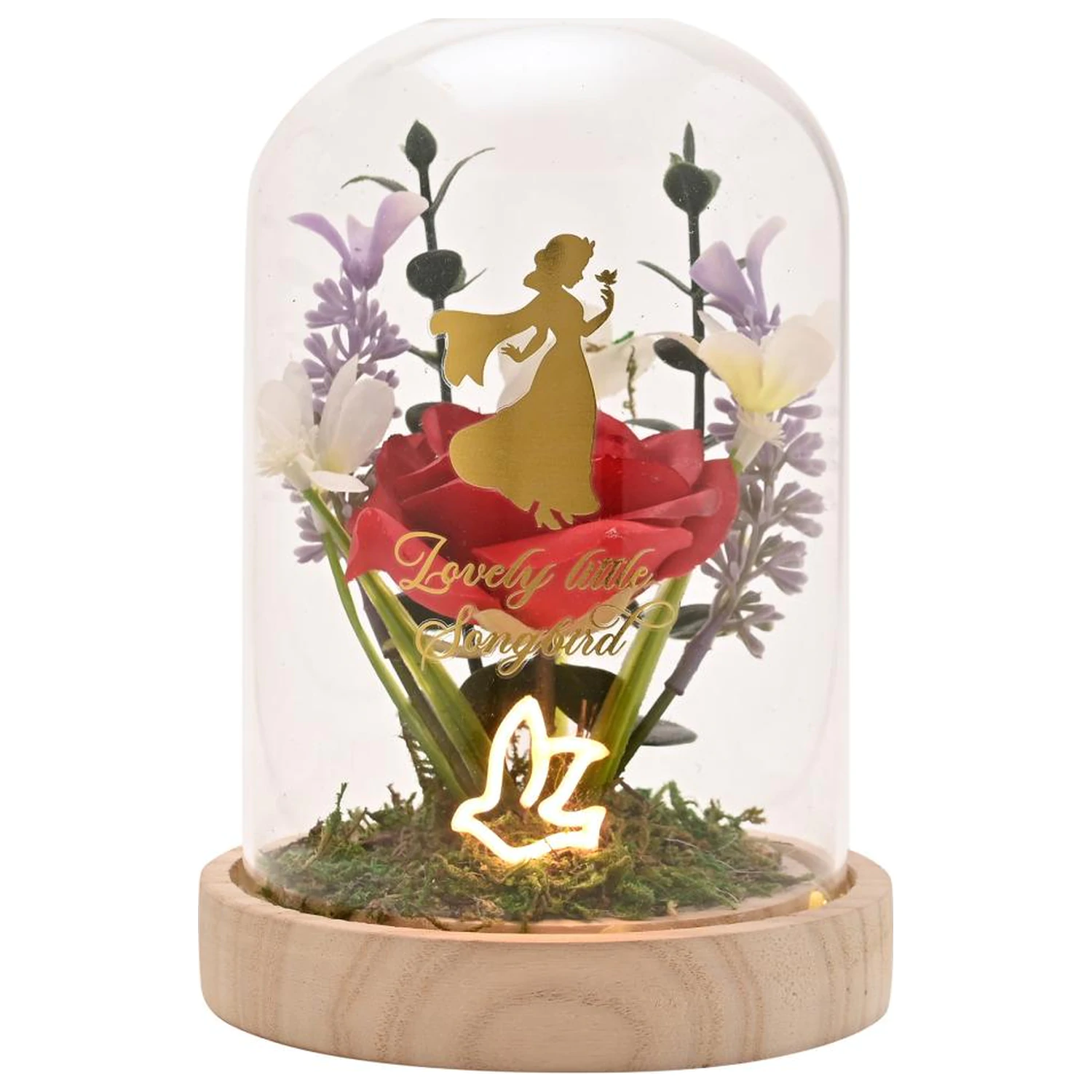 Disney Princess Snow White Blumen Cloche mit einer Neonlampe Produktfoto