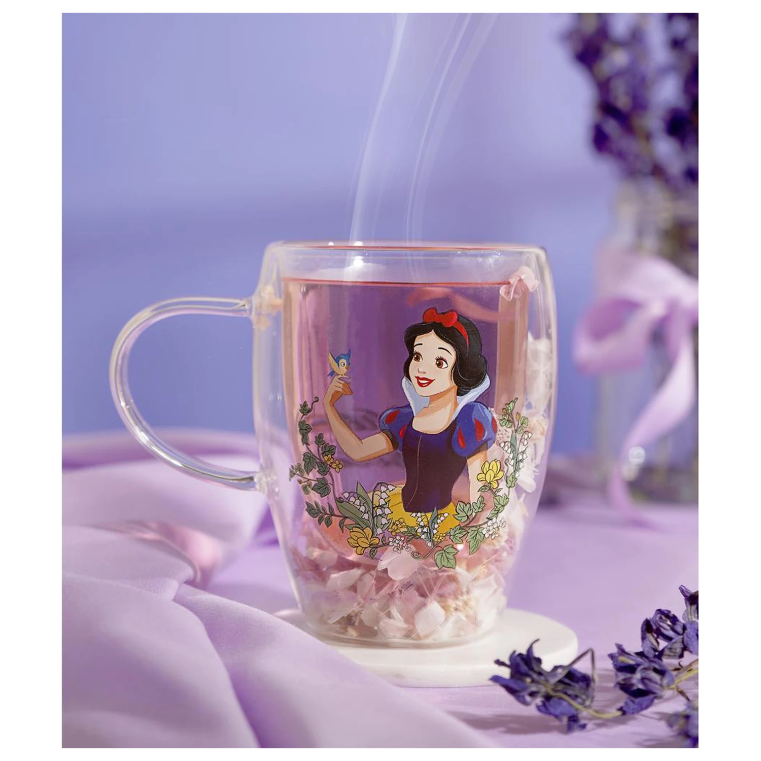 DISNEY PRINCESS Snow White Glas mit getrockneten Blumen 300ml Produktfoto