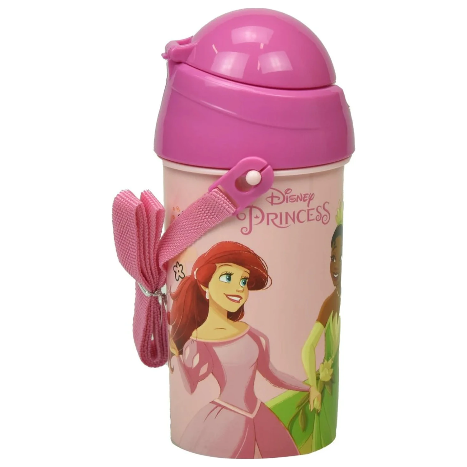 Disney Princesses Spring Trinkflasche aus Kunststoff mit Strohhalm und Aufhänger 500 ml Produktfoto