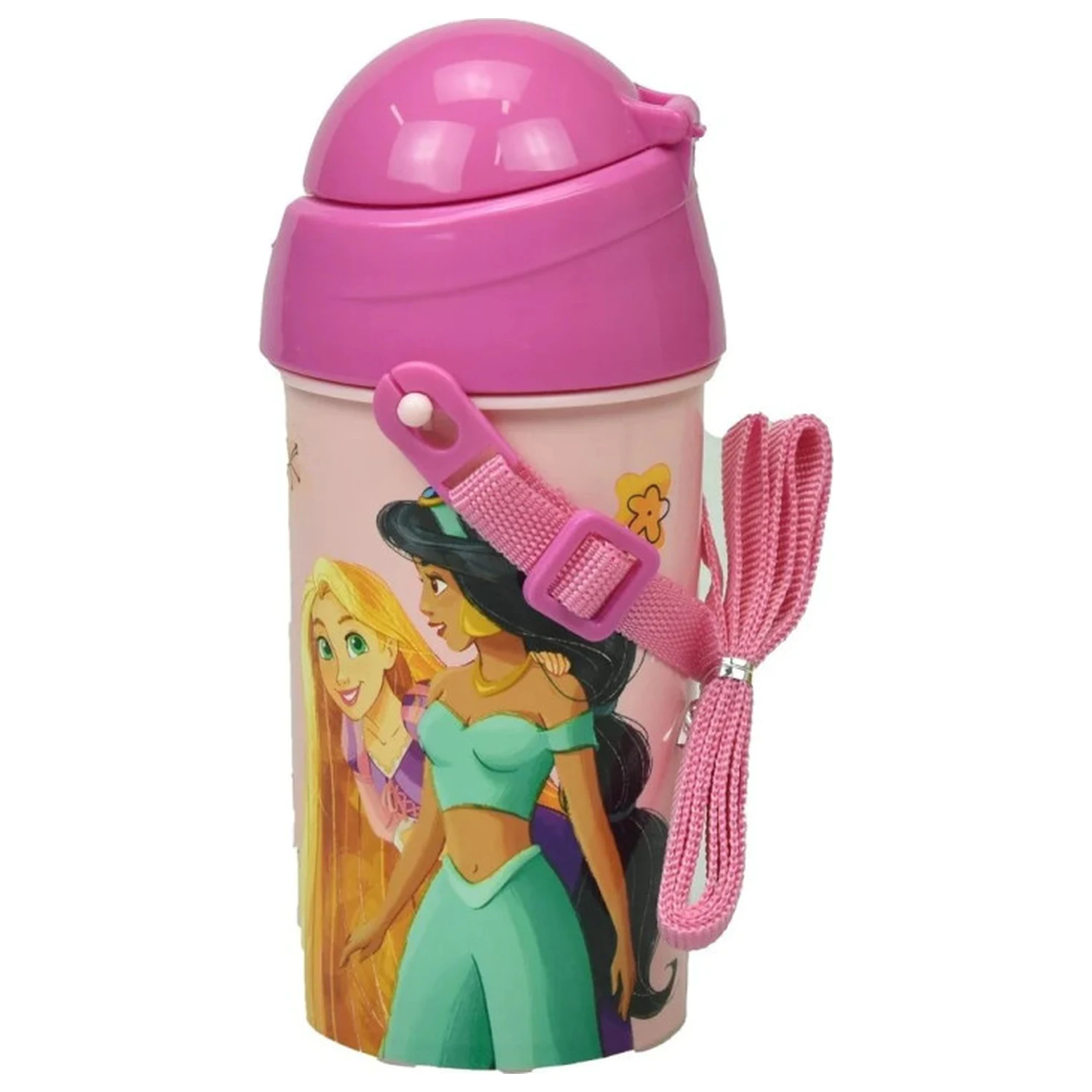 Disney Princesses Spring Trinkflasche aus Kunststoff mit Strohhalm und Aufhänger 500 ml Produktfoto