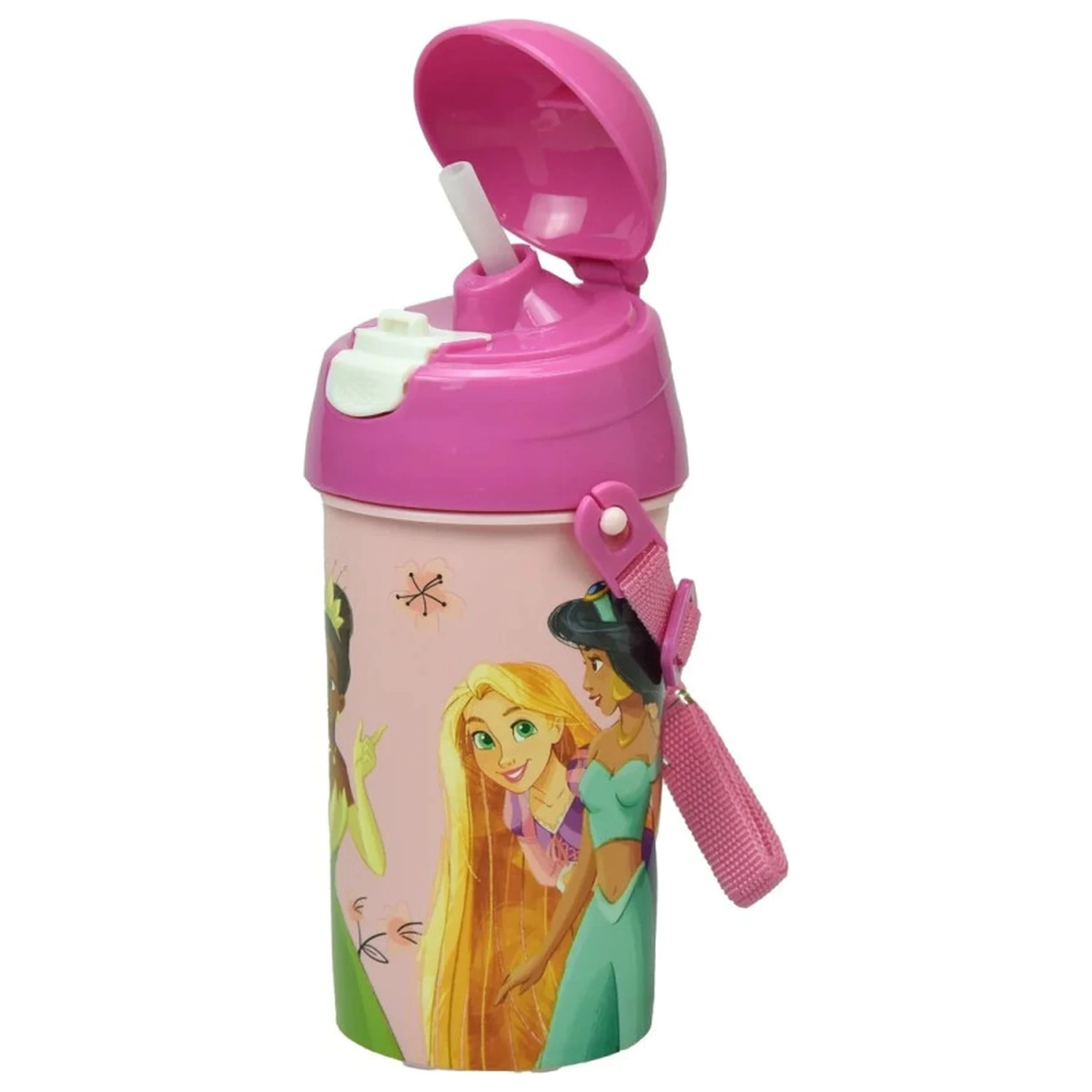 Disney Princesses Spring Trinkflasche aus Kunststoff mit Strohhalm und Aufhänger 500 ml Produktfoto