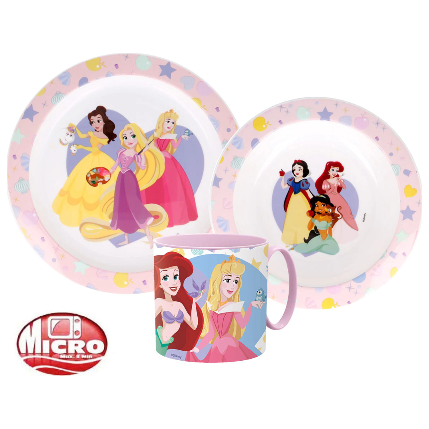 Disney Princess True Geschirr Set, Micro Plastik Set mit Becher Produktfoto