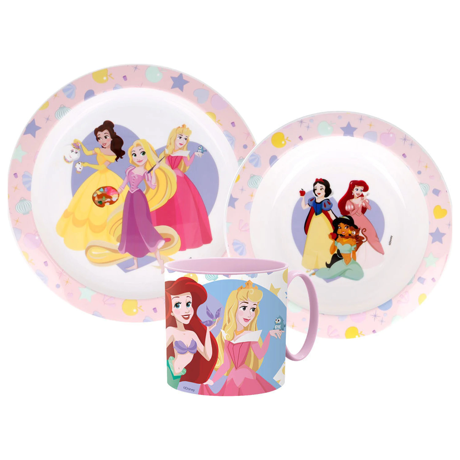 Disney Princess True Geschirr Set, Mikro Kunststoff Set mit Becher 265 ml Produktfoto