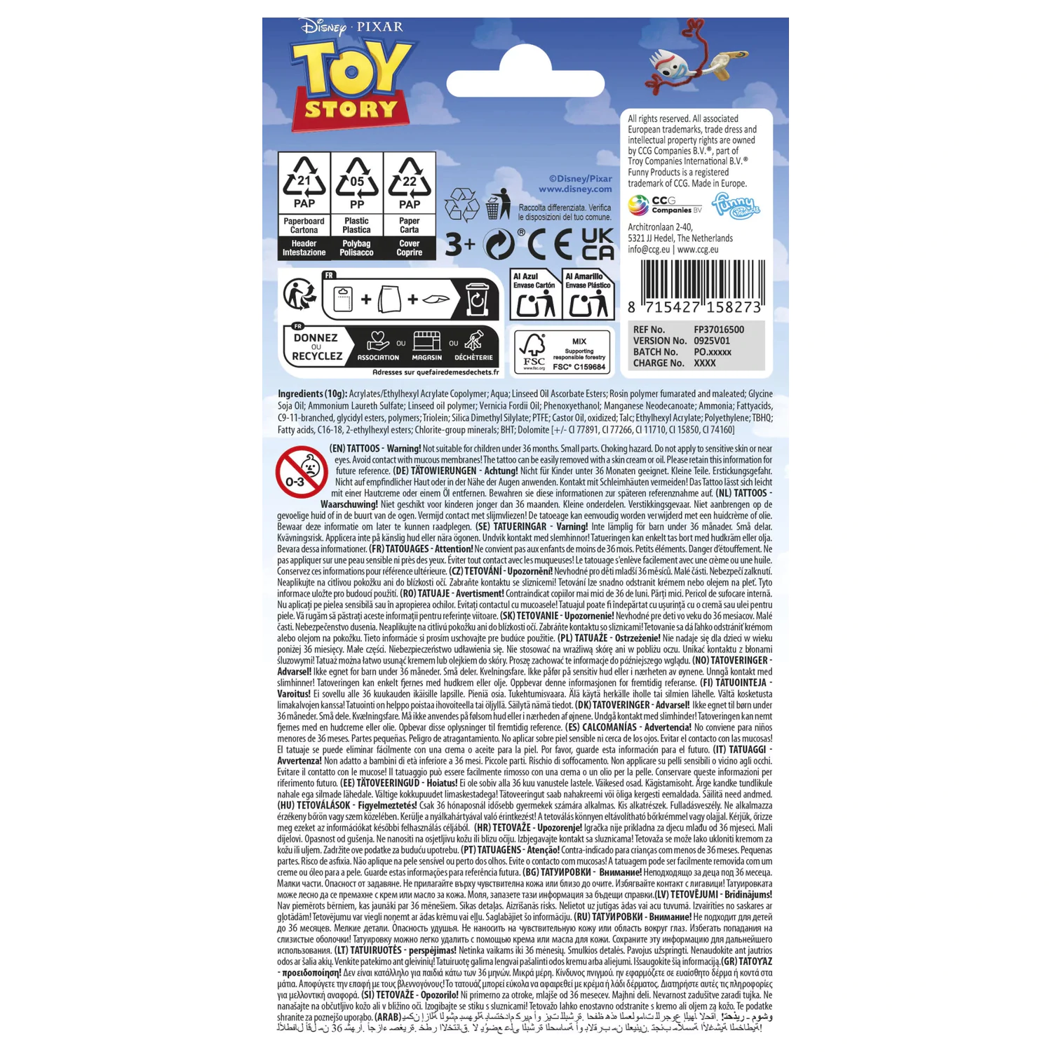 Disney Toy Story Adventure Tattoo 12 Stück Produktfoto