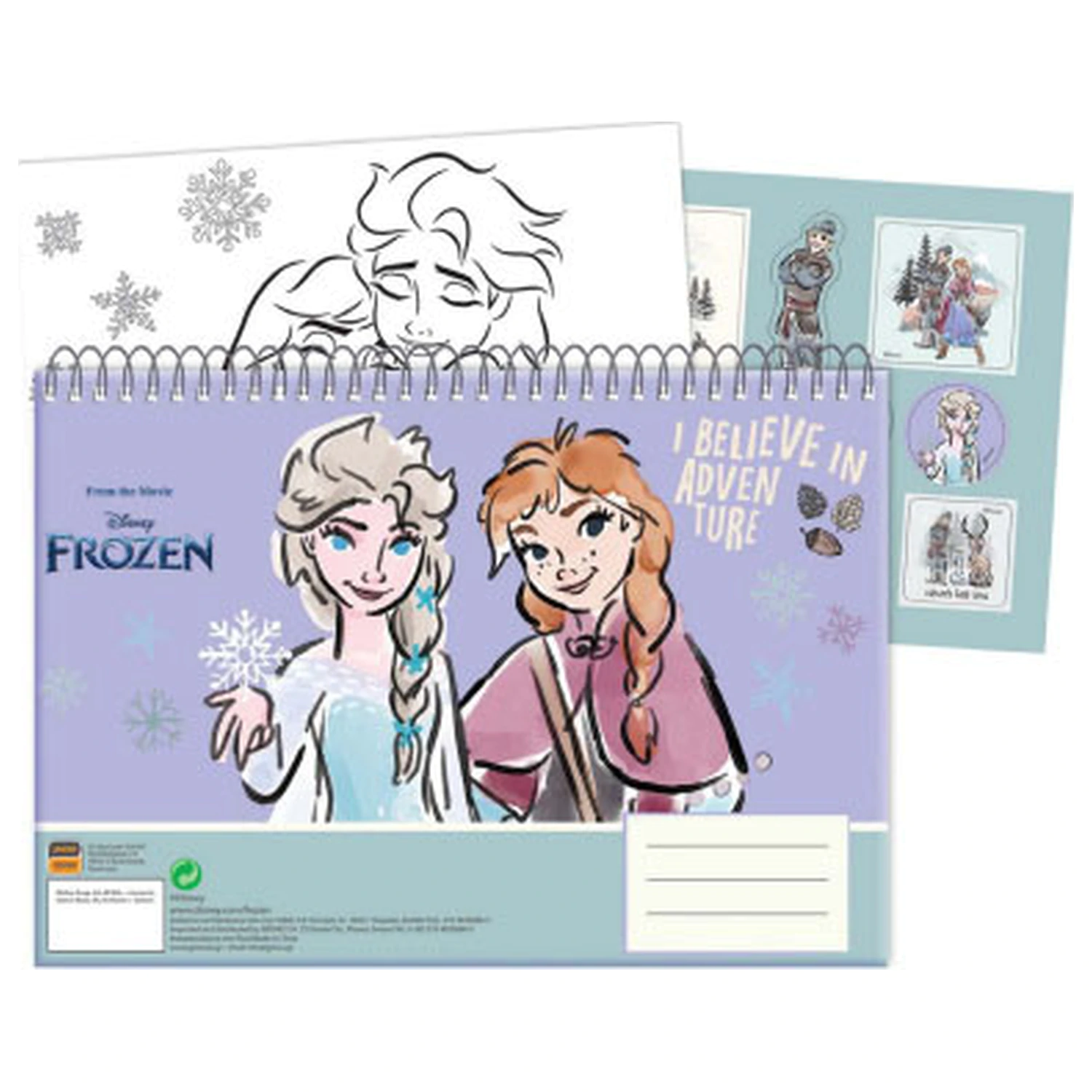 Disney Frozen Adventure A/4 Spiral Skizzenbuch 40 Blätter mit Stickern Produktfoto
