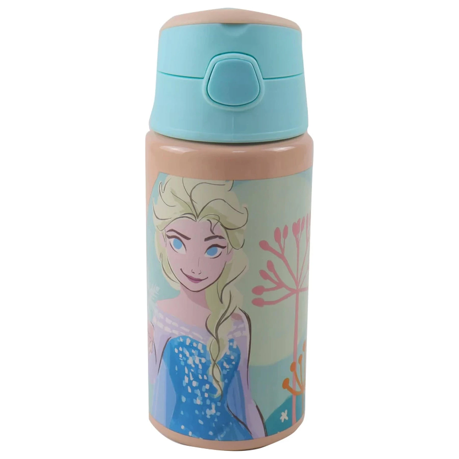 Disney Frozen Adventure Aluminium Strohhalmflasche mit Haken 500 ml Produktfoto