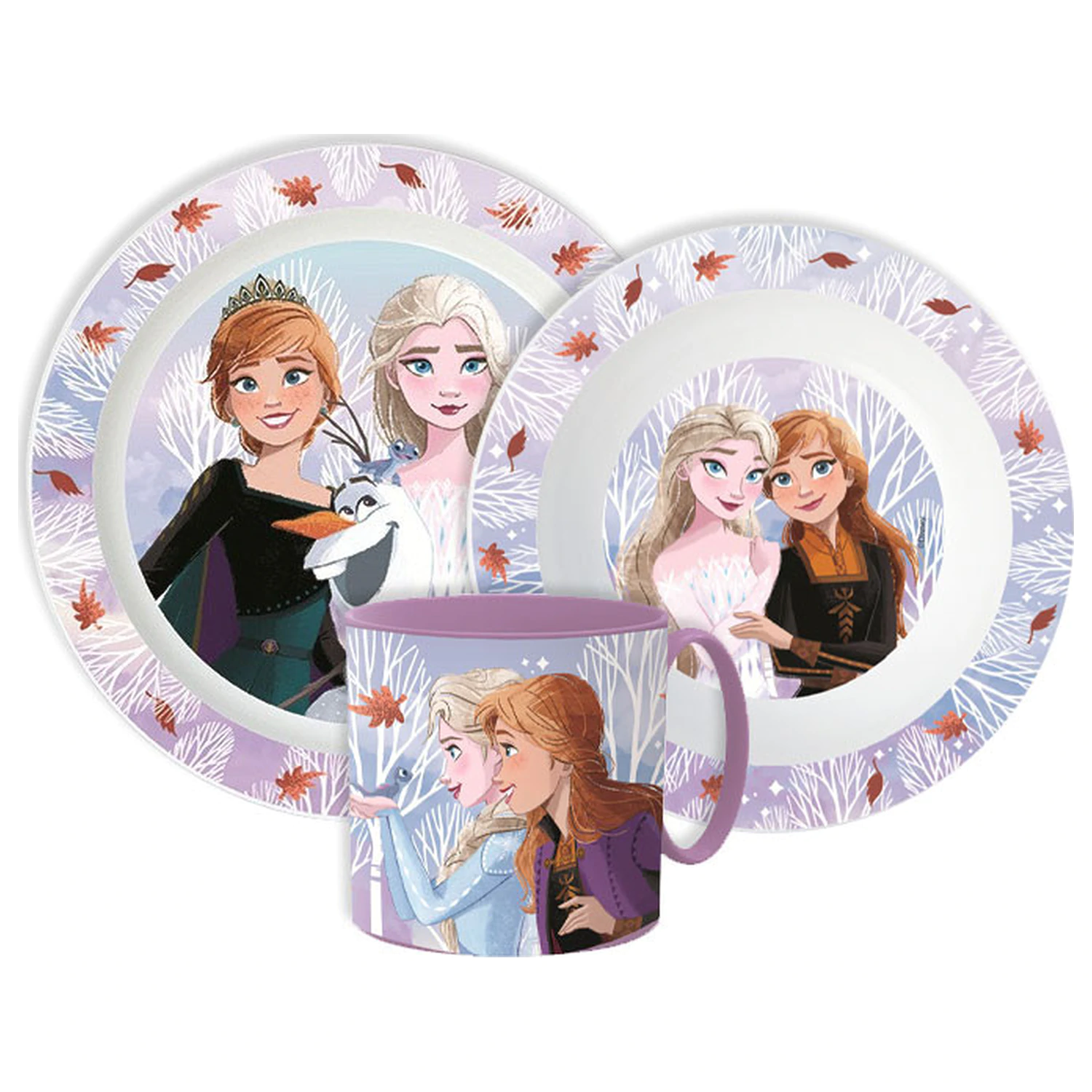 Disney Frozen Autumn Leaves Geschirr-Set, Mikroplastik-Set mit Becher Produktfoto
