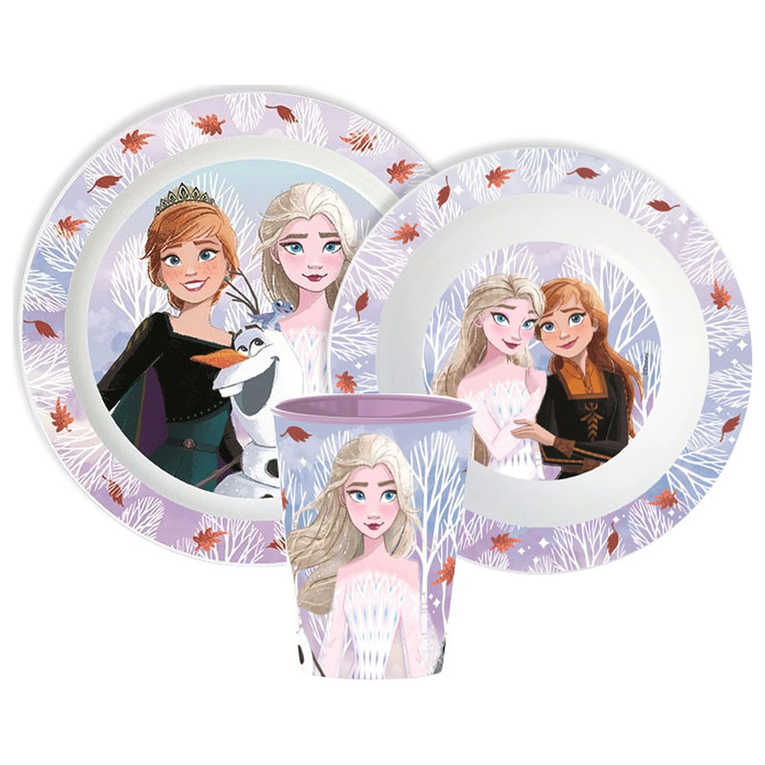 Disney Frozen Autumn Leaves Geschirr Set, Mikroplastik Set, mit Glas Produktfoto