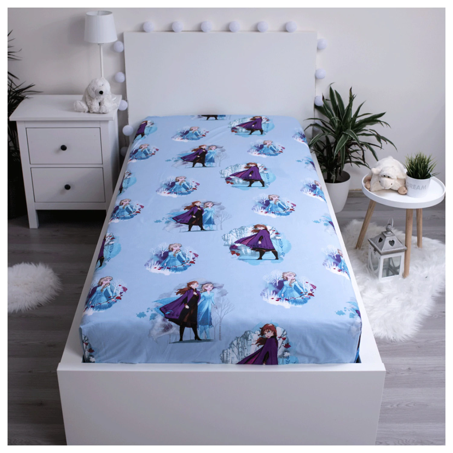 Disney Frozen Blue Leaves Spannbettlaken 90*200 cm Produktfoto