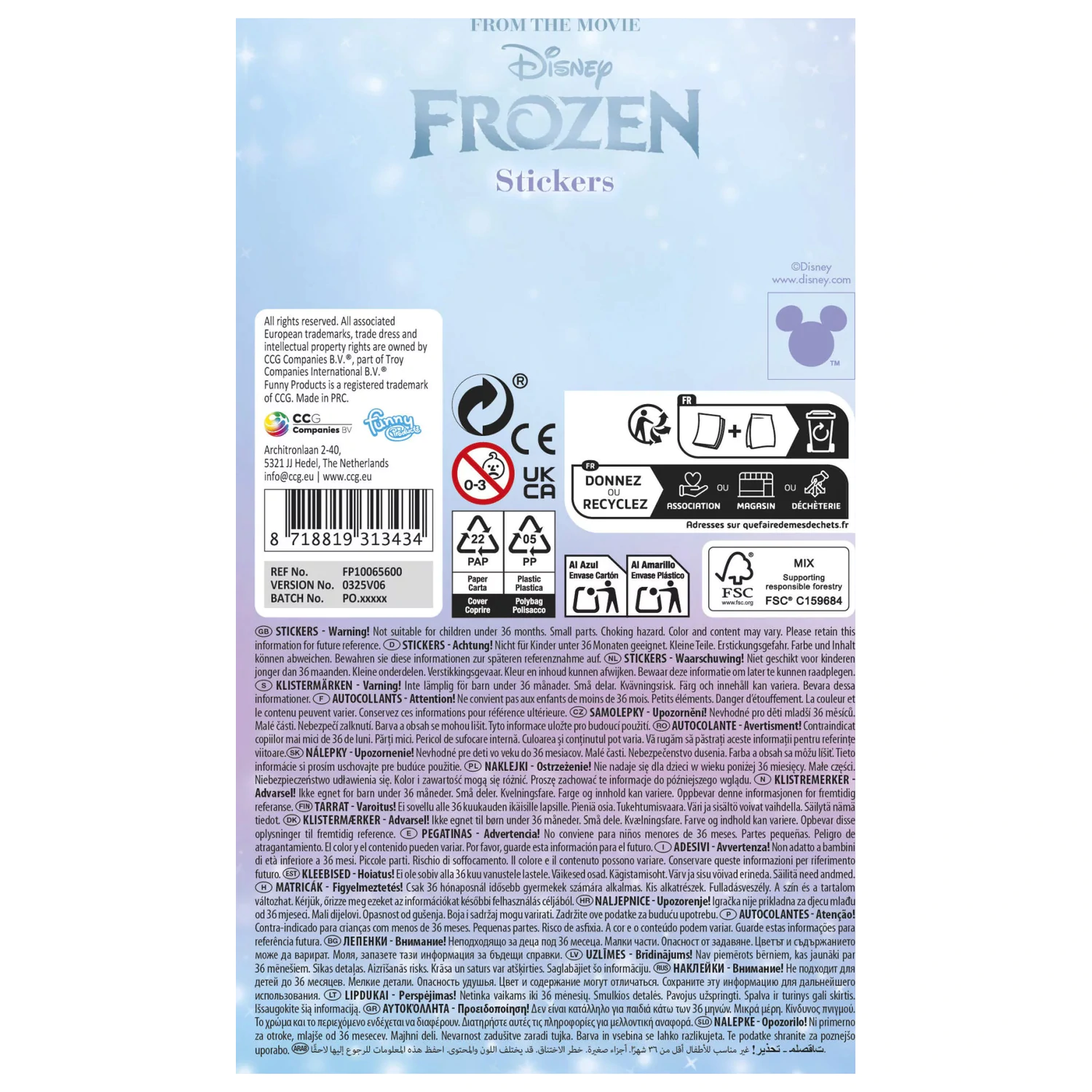 Disney Frozen Destiny Glitzer Aufkleber Produktfoto
