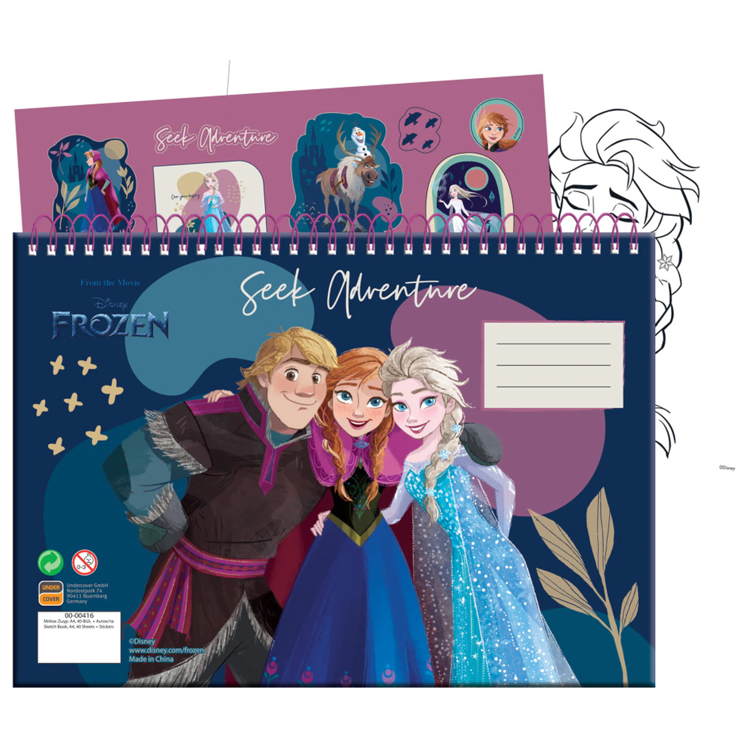 Disney Frozen Explore A/4 Spiral Skizzenbuch 40 Blätter mit Stickern Produktfoto