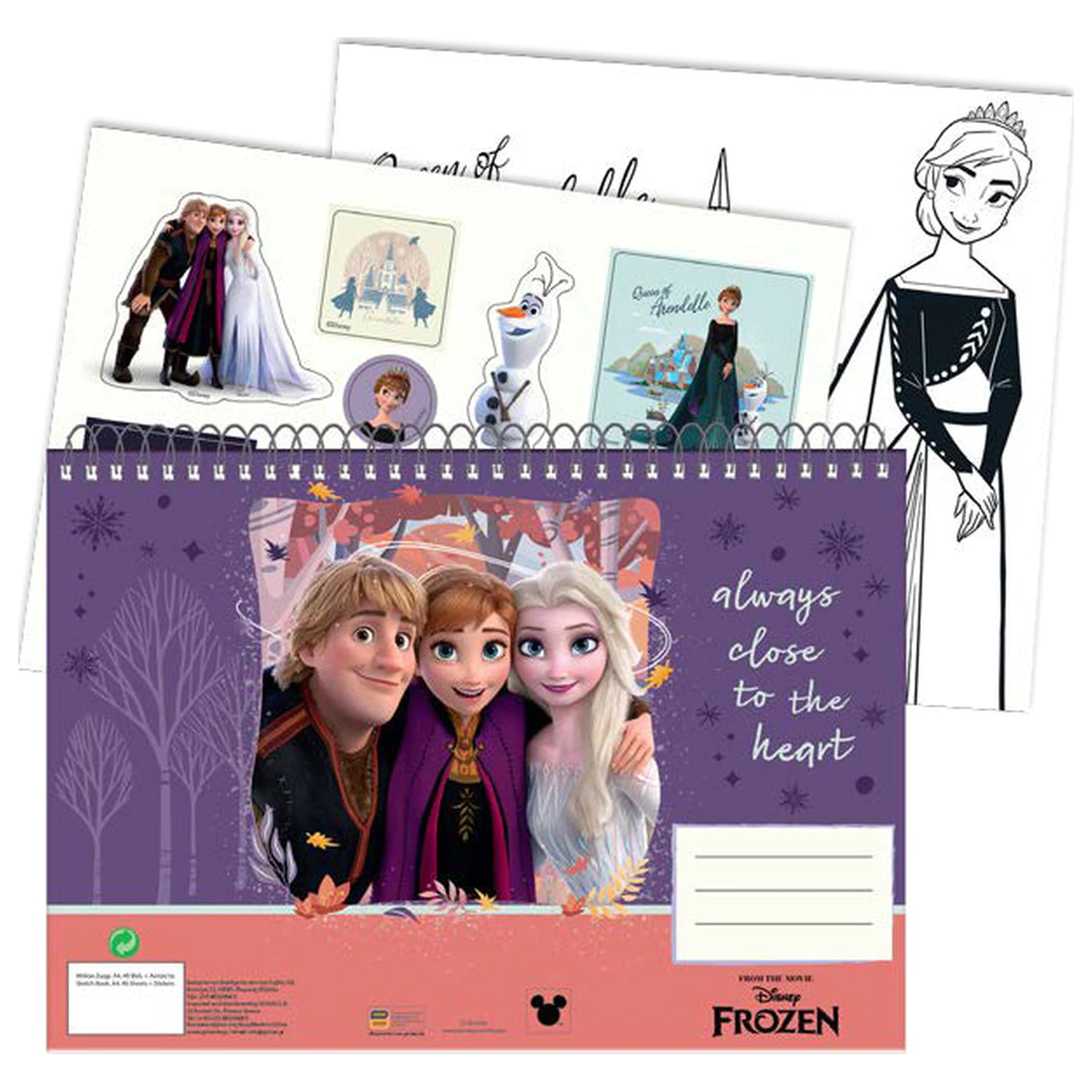 Disney Frozen Heart A/4 Spiral Skizzenbuch 40 Blatt mit Aufklebern Produktfoto