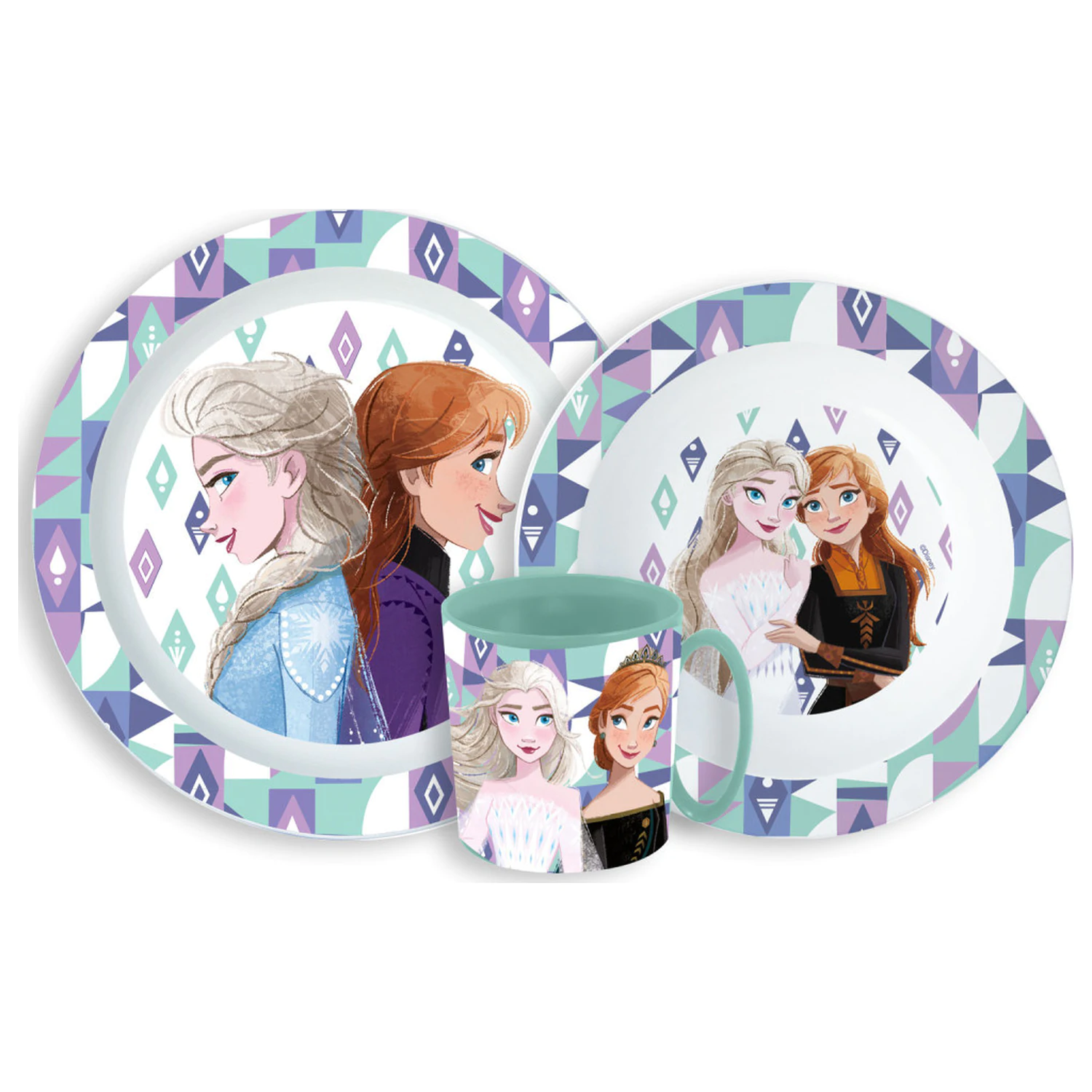 Disney Frozen Ice Magic Essgeschirr Set, Mikroplastik Set mit Tasse 350 ml Produktfoto
