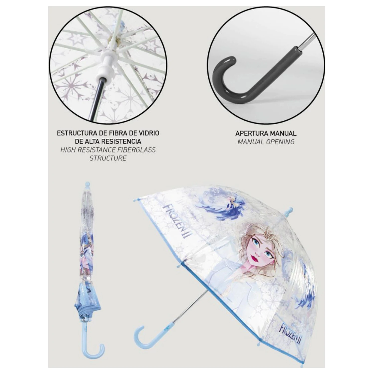 Disney Frozen Ice Queen Kinder Transparenter Regenschirm Ø71 cm Produktfoto