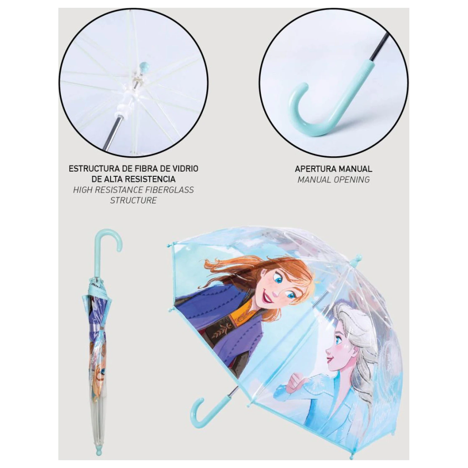 Disney Frozen Icy Drizzle Kinder Durchsichtiger Regenschirm Ø71 cm Produktfoto