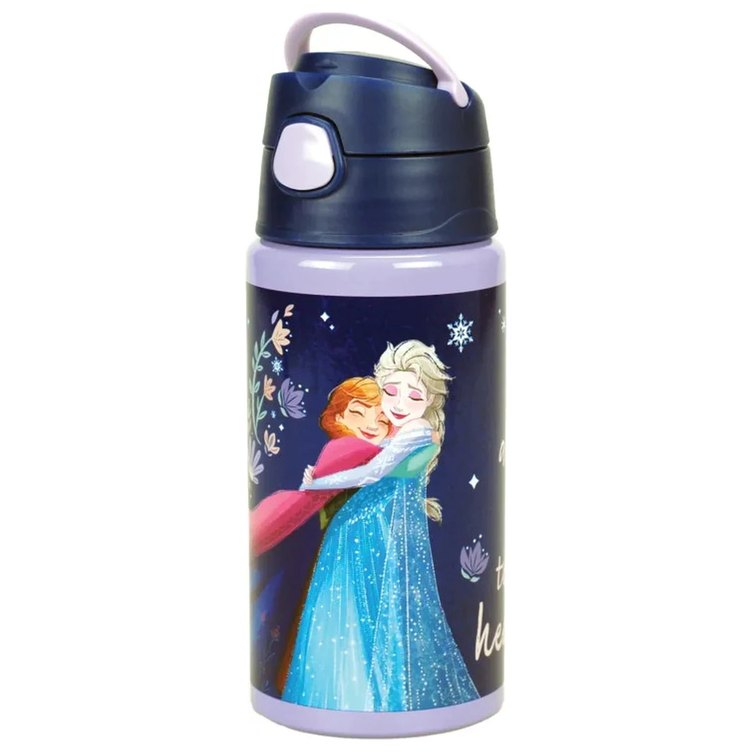 Disney Frozen Together Trinkflasche aus Aluminium mit Strohhalm und Haken 500 ml Produktfoto