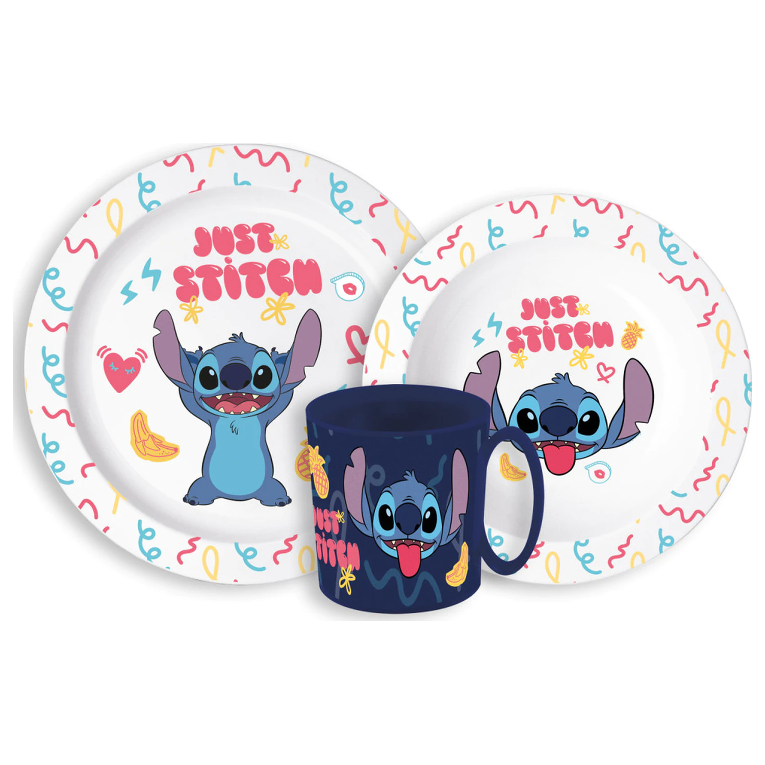 Disney Lilo & Stitch Palms Essgeschirr Set, Mikro Kunststoff Set mit Becher Produktfoto