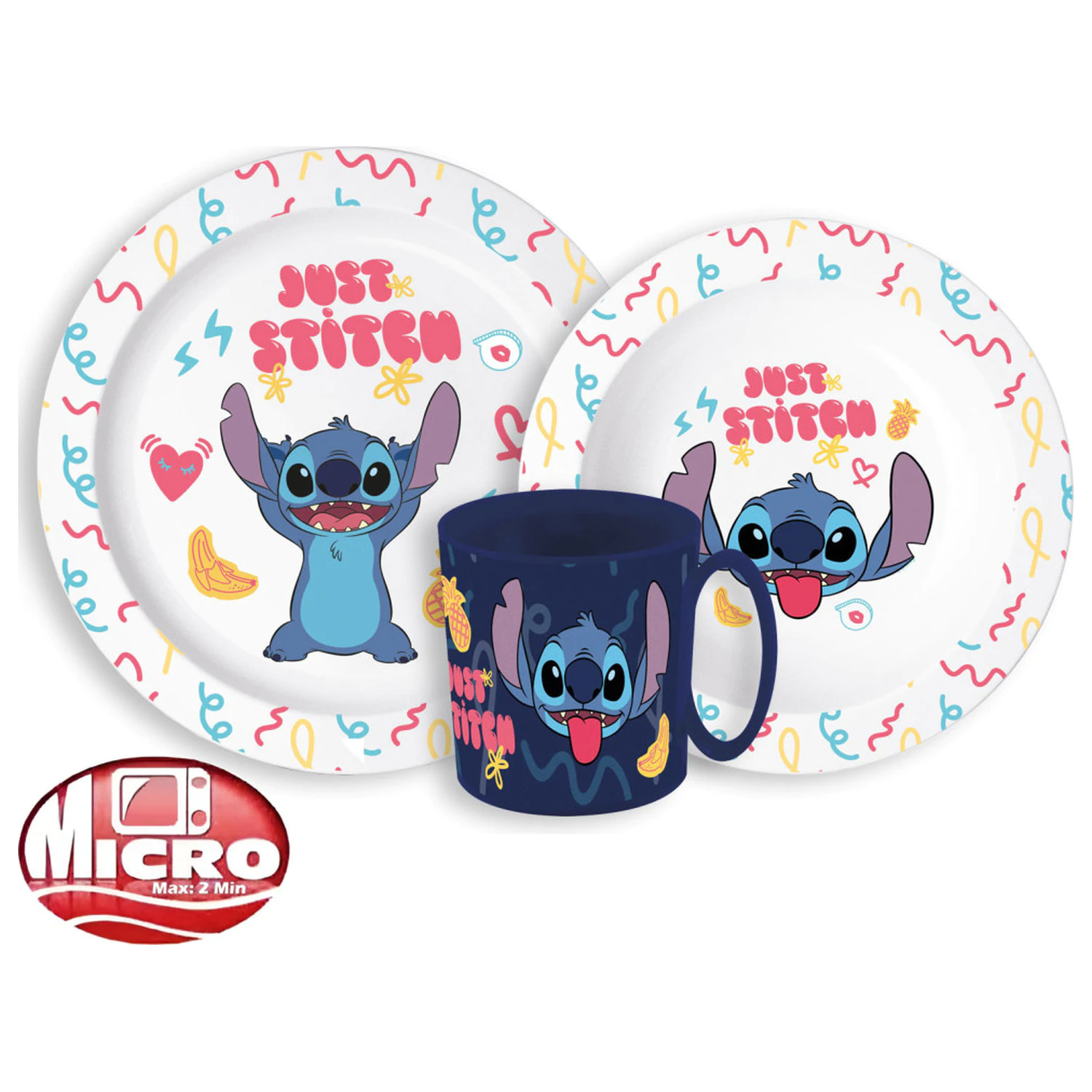 Disney Lilo & Stitch Palms Essgeschirr Set, Mikro Kunststoff Set mit Becher Produktfoto