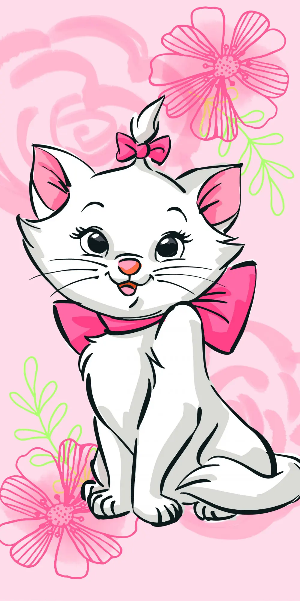 Disney Marie Cat Badetuch, Strandtuch Pink Flower 70*140 cm Produktfoto