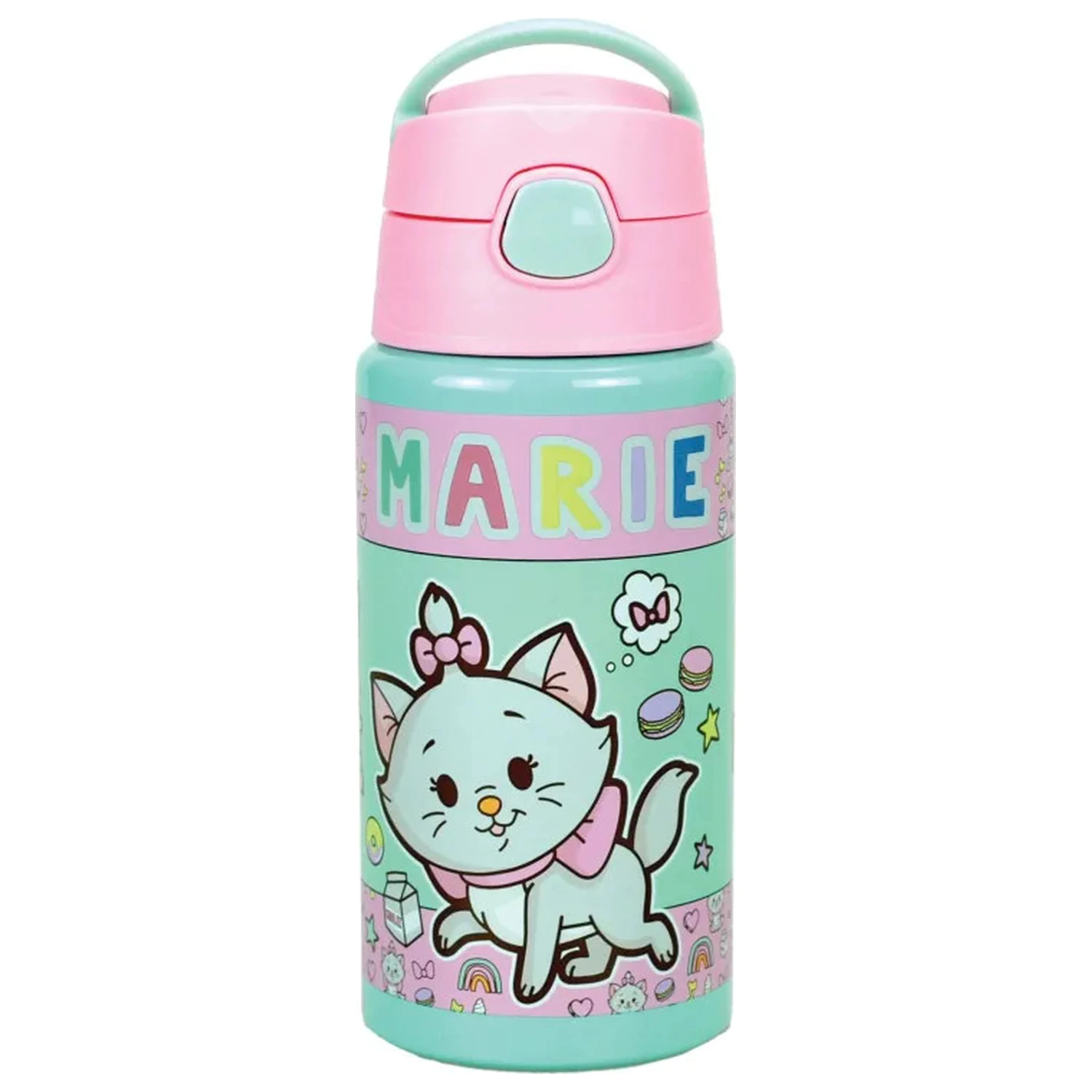 Disney Marie Little Lady Aluminium Strohhalm Trinkflasche mit Henkel 500 ml Produktfoto