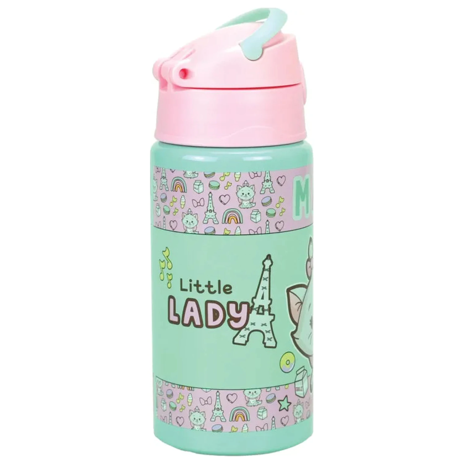 Disney Marie Little Lady Aluminium Strohhalm Trinkflasche mit Henkel 500 ml Produktfoto