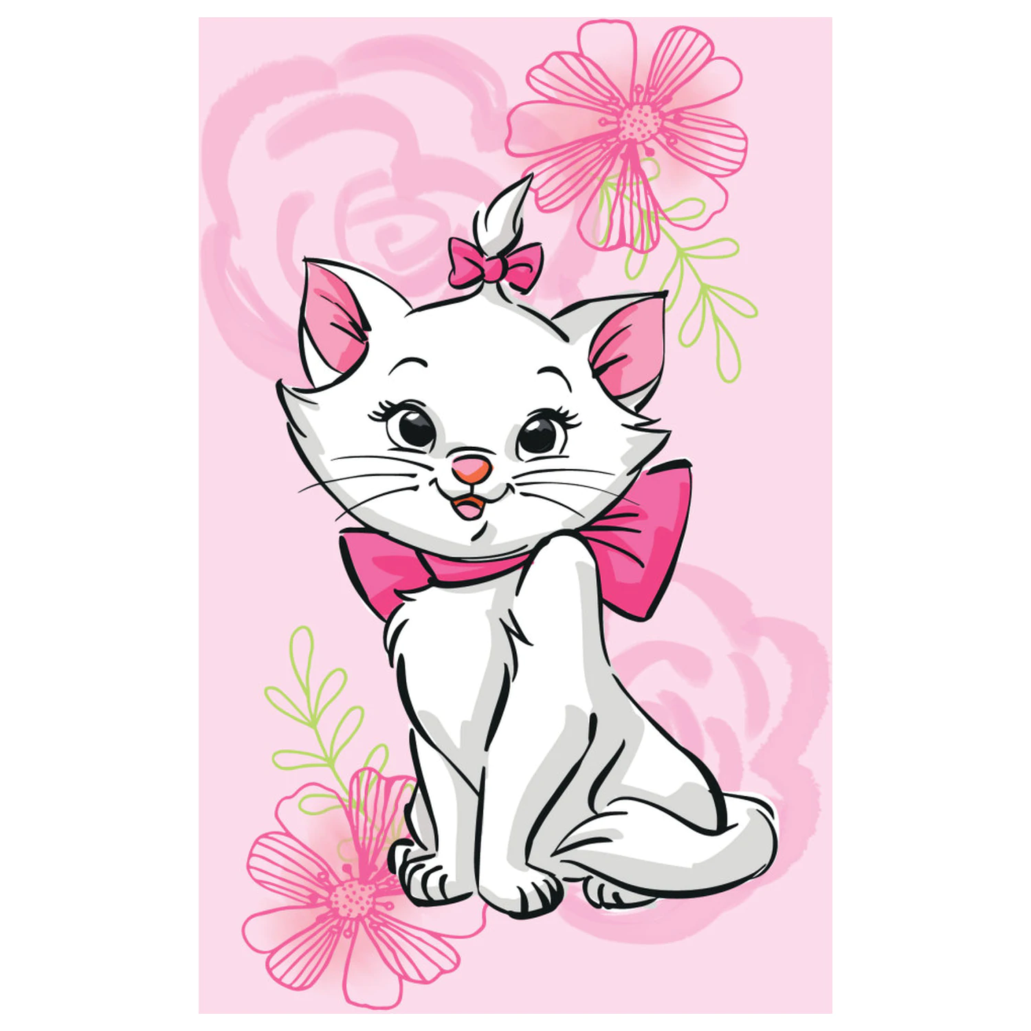 Disney Marie Pink Flower Fleece Decke 100x150cm Produktfoto