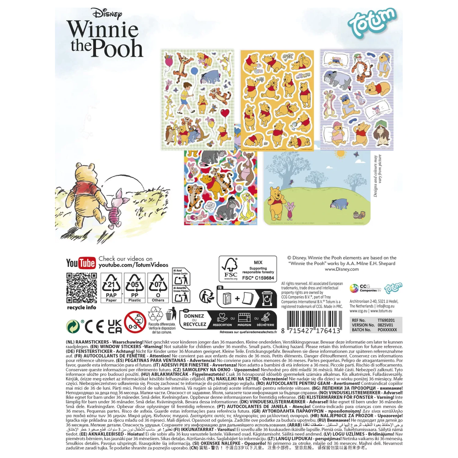 Disney Winnie the Pooh Happy Fenstersticker-Set Produktfoto