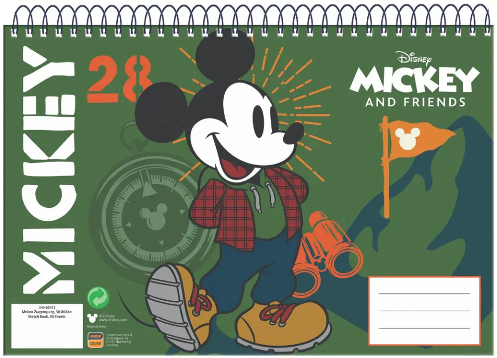 Disney Mickey A/4 Spiral Skizzenbuch 30 Blätter Produktfoto