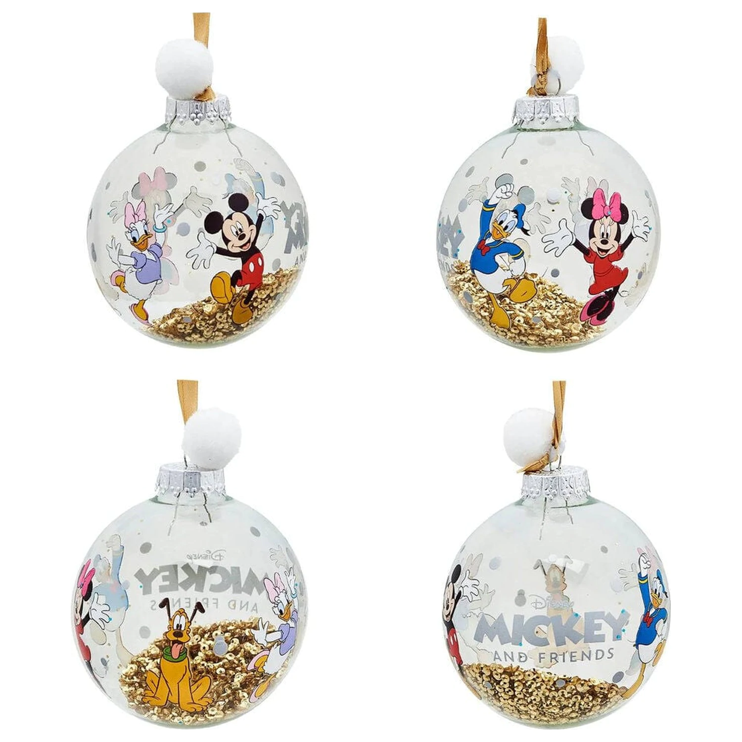 Disney Mickey and Friends Set aus 7 Weihnachtsbaumkugeln Produktfoto