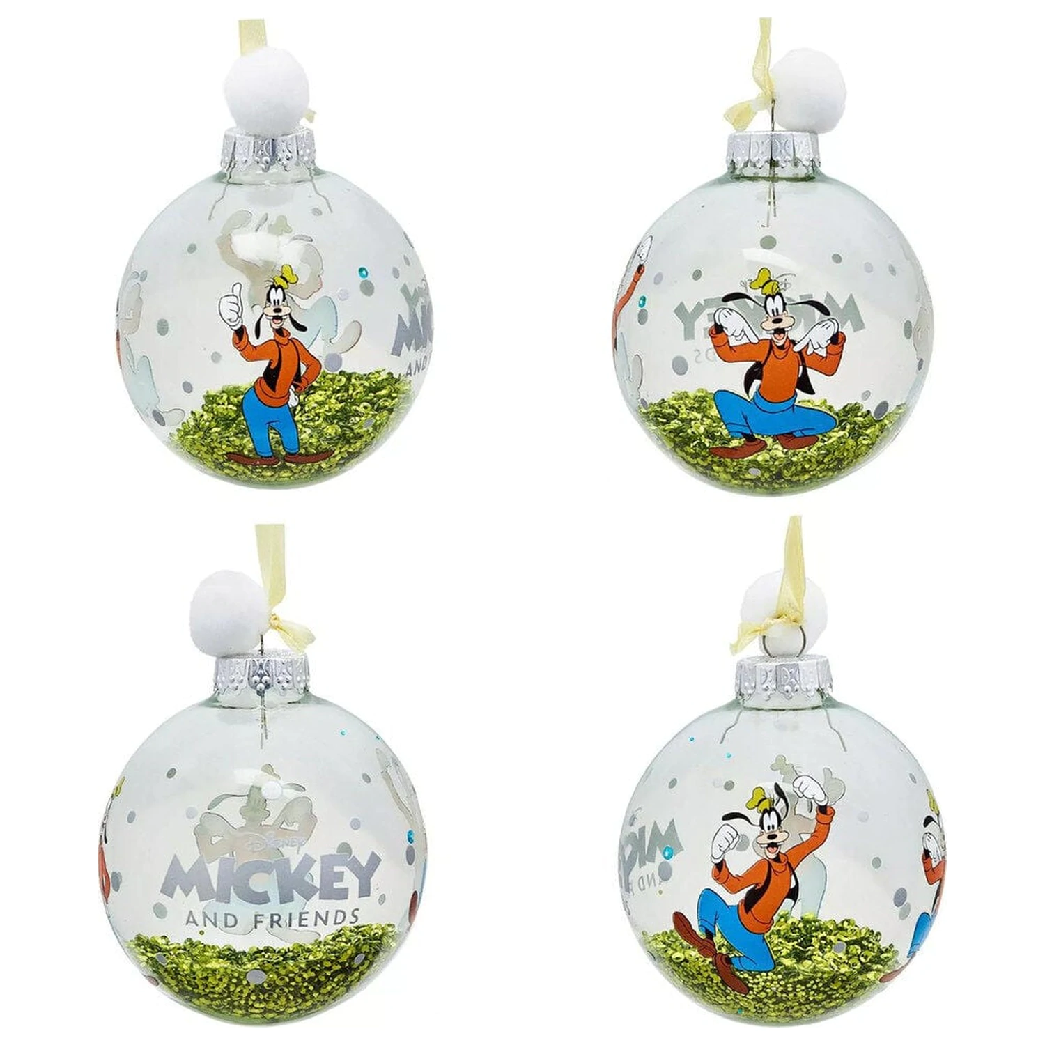 Disney Mickey and Friends Set aus 7 Weihnachtsbaumkugeln Produktfoto