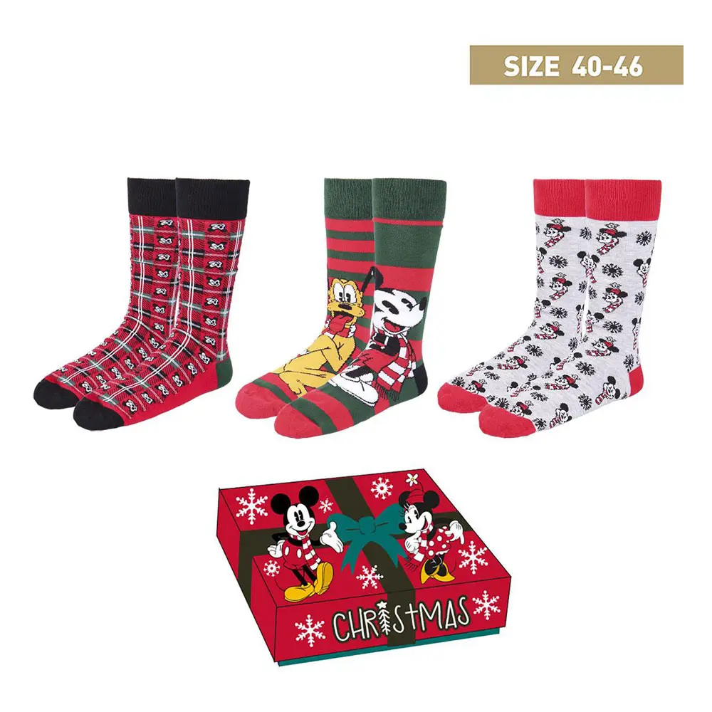 Disney Socken 3er-Pack Mickey Christmas Collection 40-46 Produktfoto