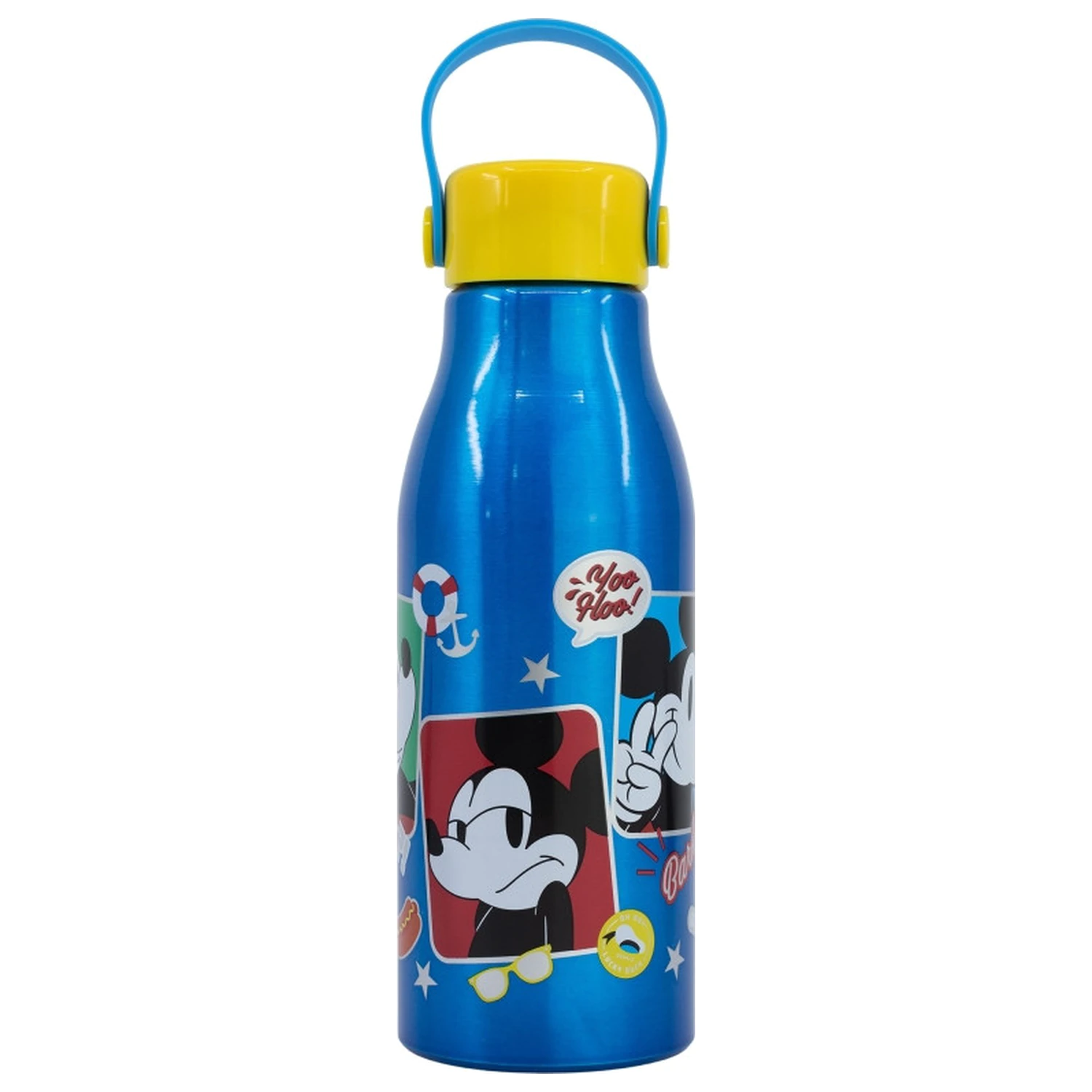 Disney Mickey Fun-Tastic Flexi Aluminium Wasserflasche mit Schraubverschluss und Aufhänger, 760 ml Produktfoto