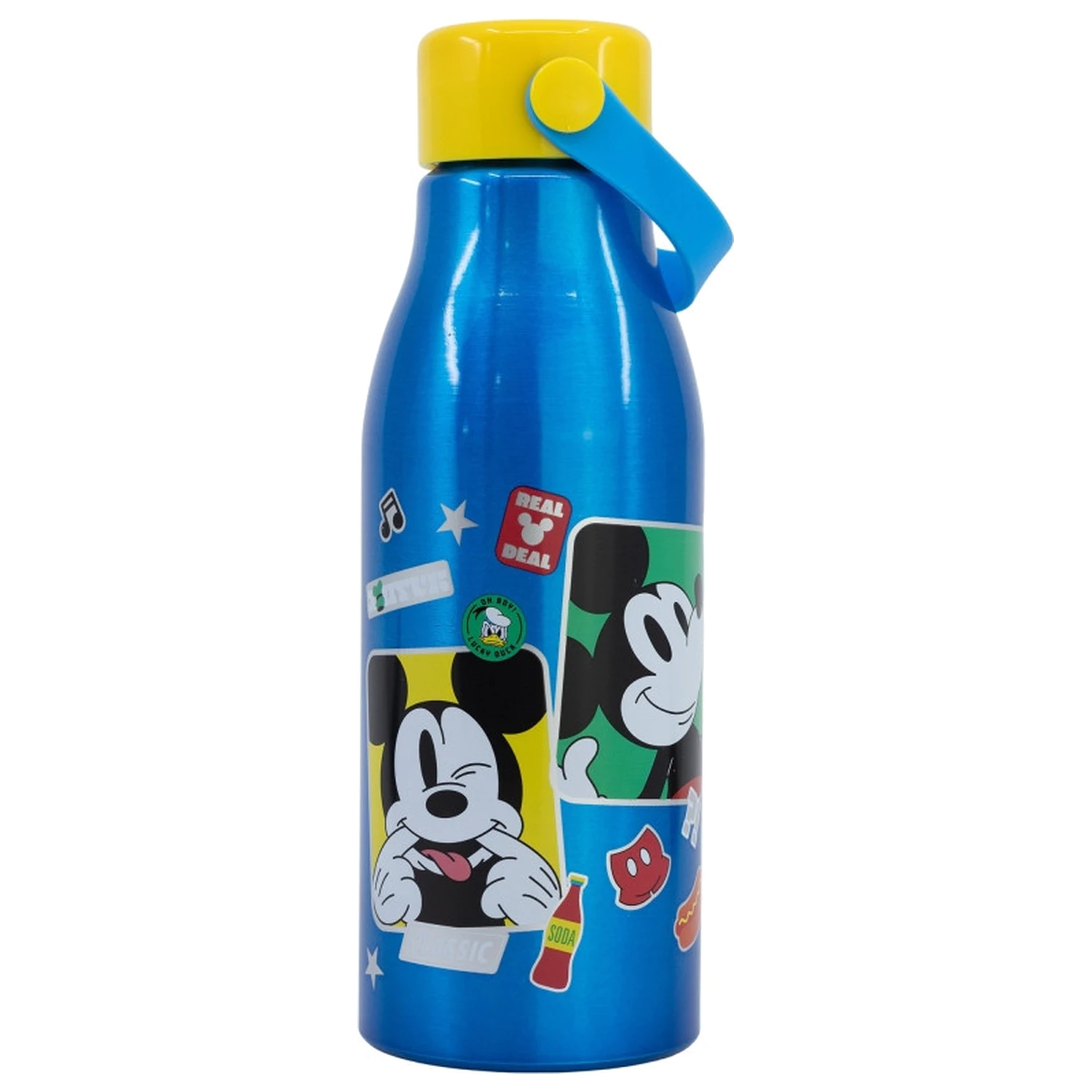 Disney Mickey Fun-Tastic Flexi Aluminium Wasserflasche mit Schraubverschluss und Aufhänger, 760 ml Produktfoto